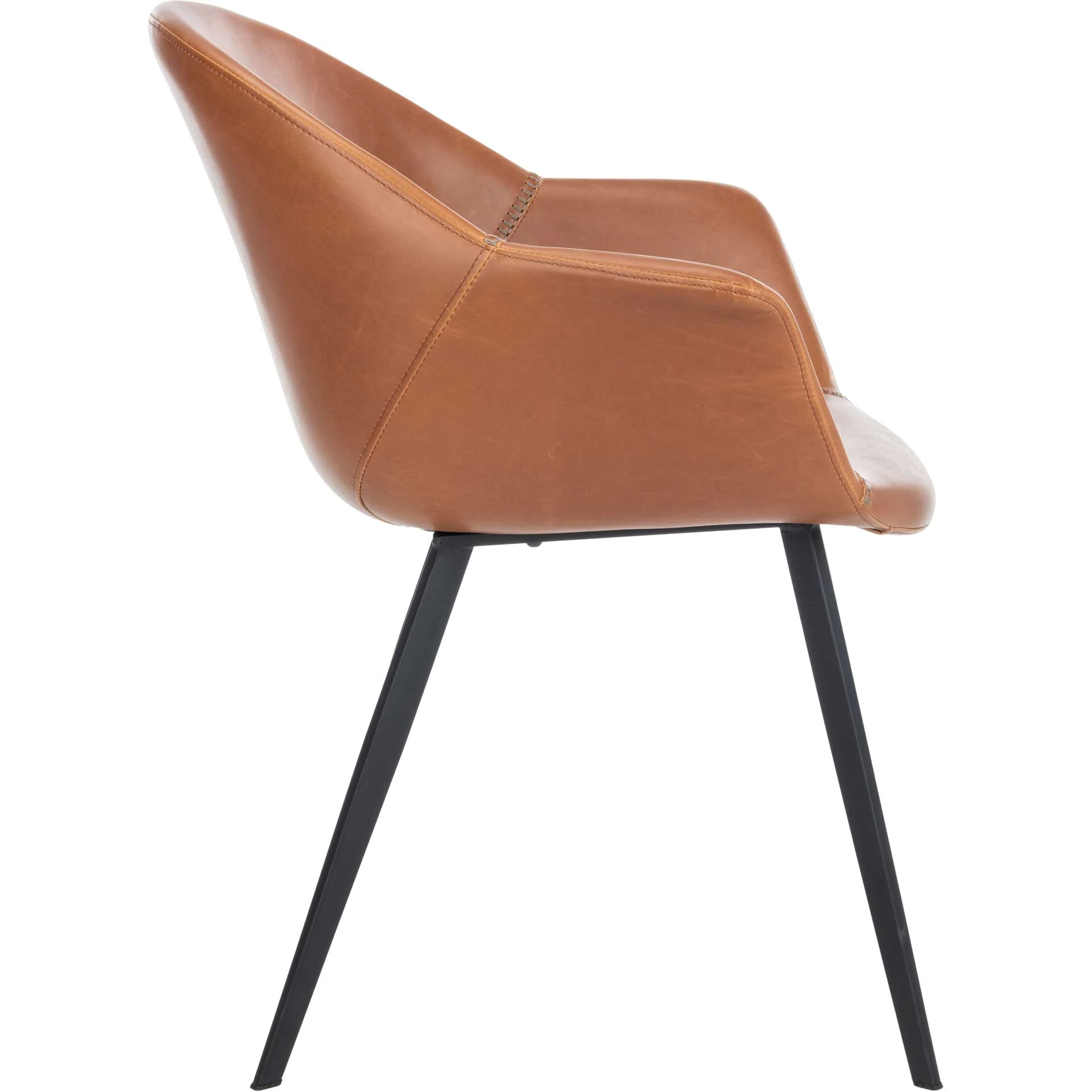 Duke Leather Tub Chair Light Brown/Black (Set of 2) - Image 4
