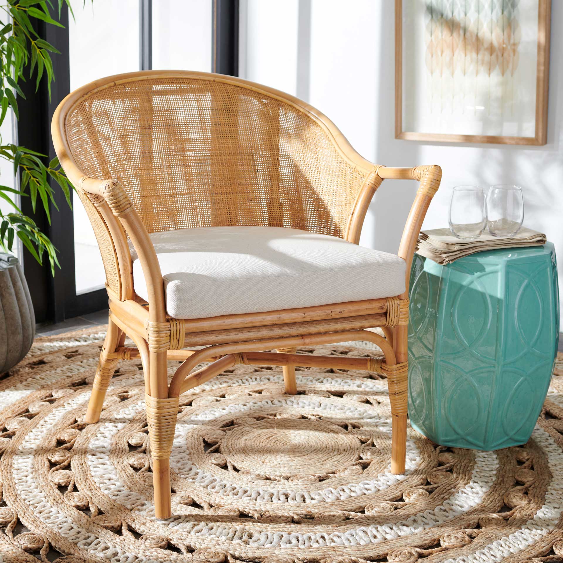 Dulcinea Rattan Accent Chair Natural/White - Image 7