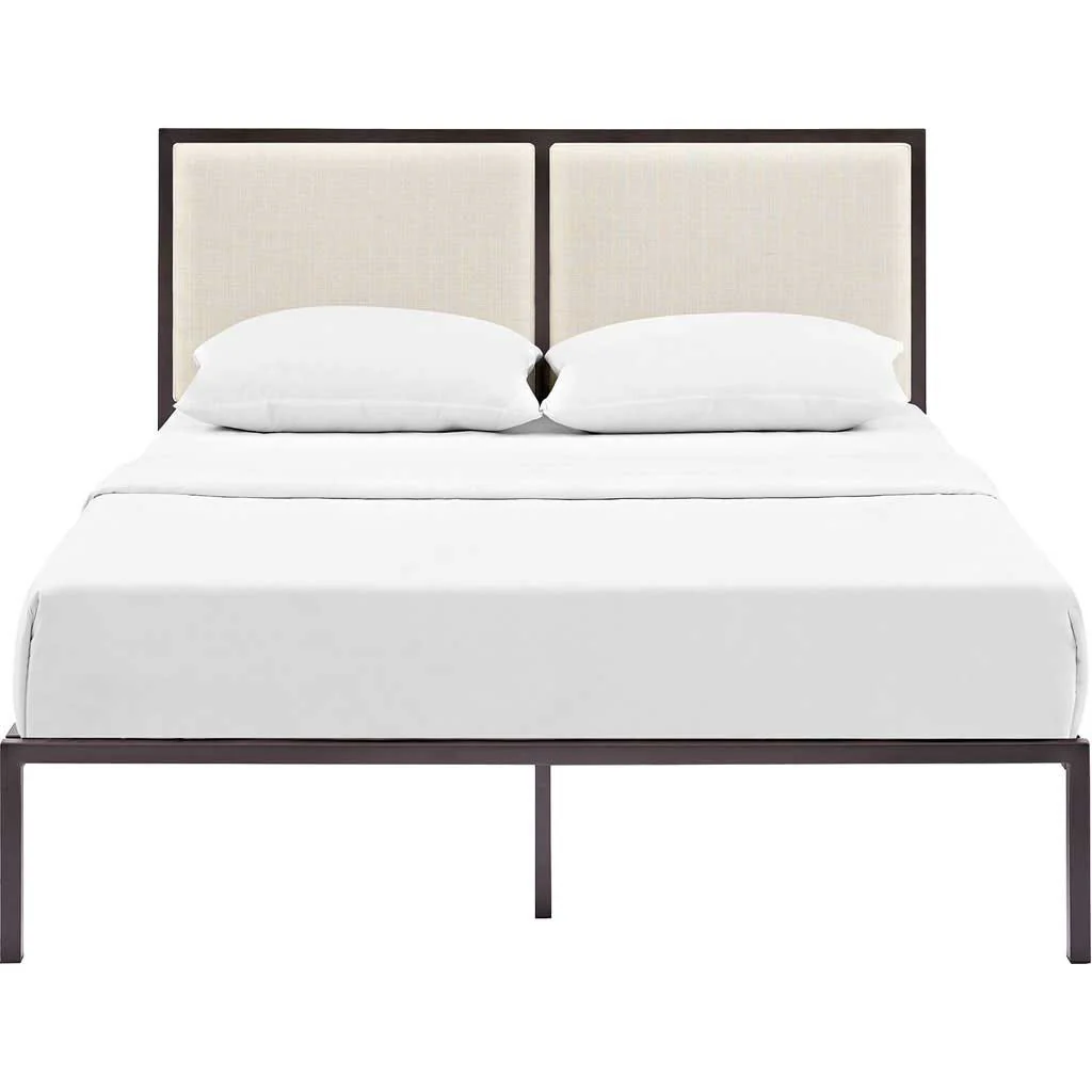 Dunlow Fabric Bed Brown/Beige - Image 3