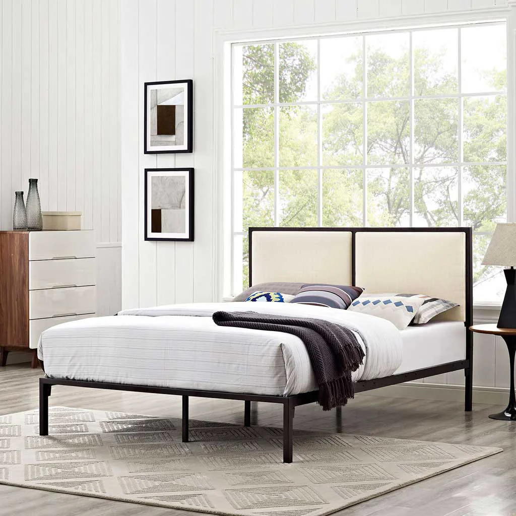 Dunlow Fabric Bed Brown/Beige - Image 5