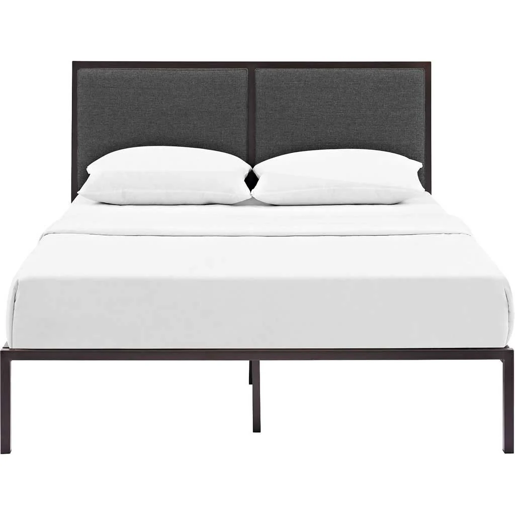 Dunlow Fabric Bed Brown/Gray - Image 3