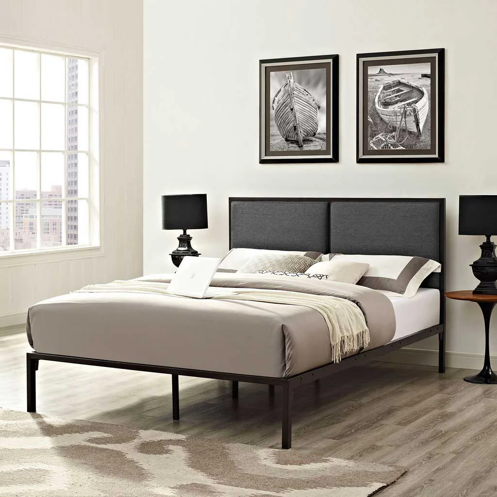 Dunlow Fabric Bed Brown/Gray - Image 5