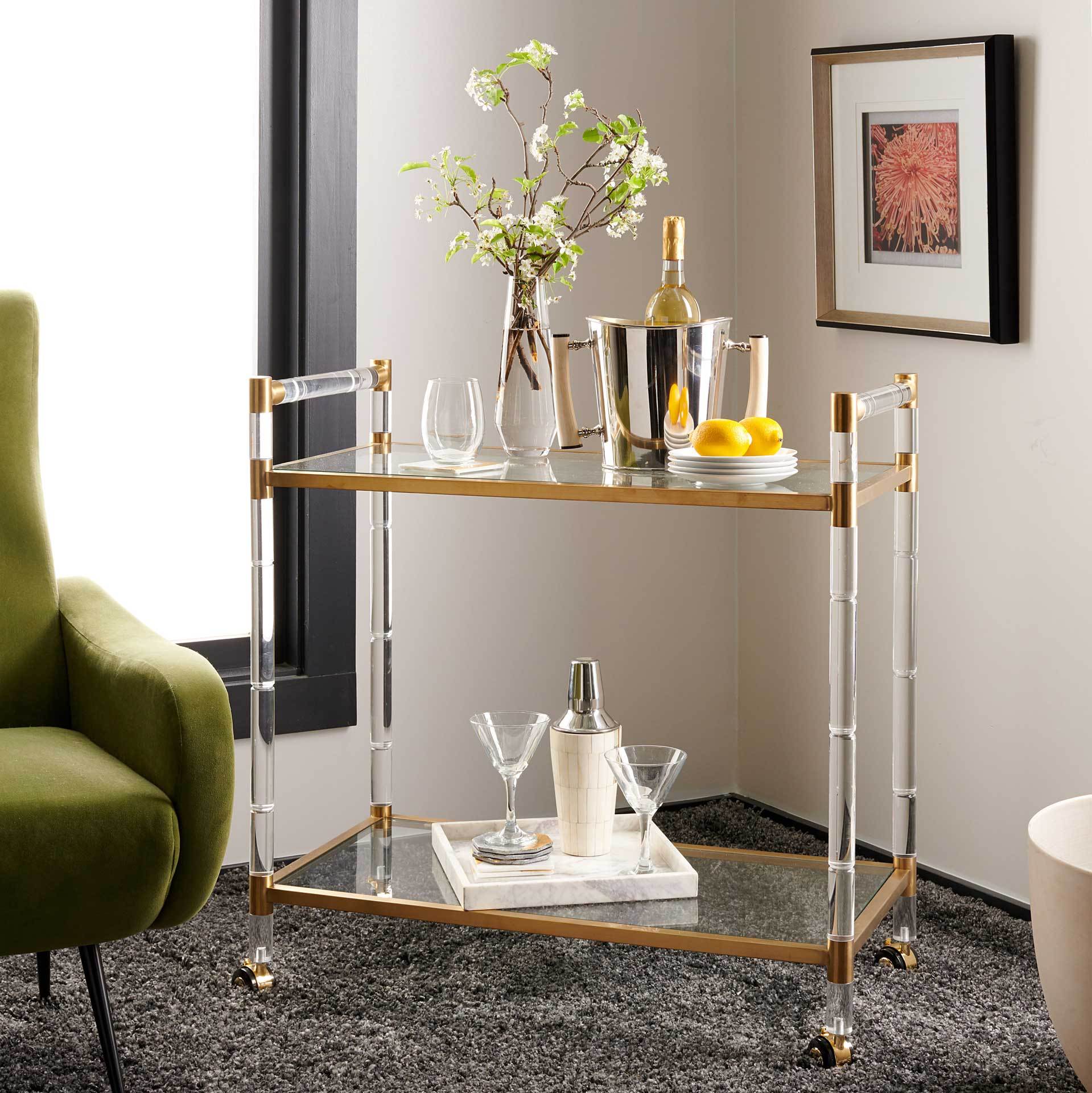 Dustin Bar Trolley Clear/Brass - Image 4