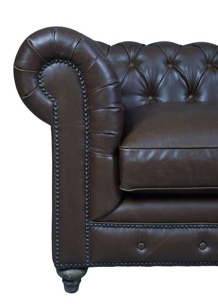Duval Antique Brown Leather Sofa - Image 4