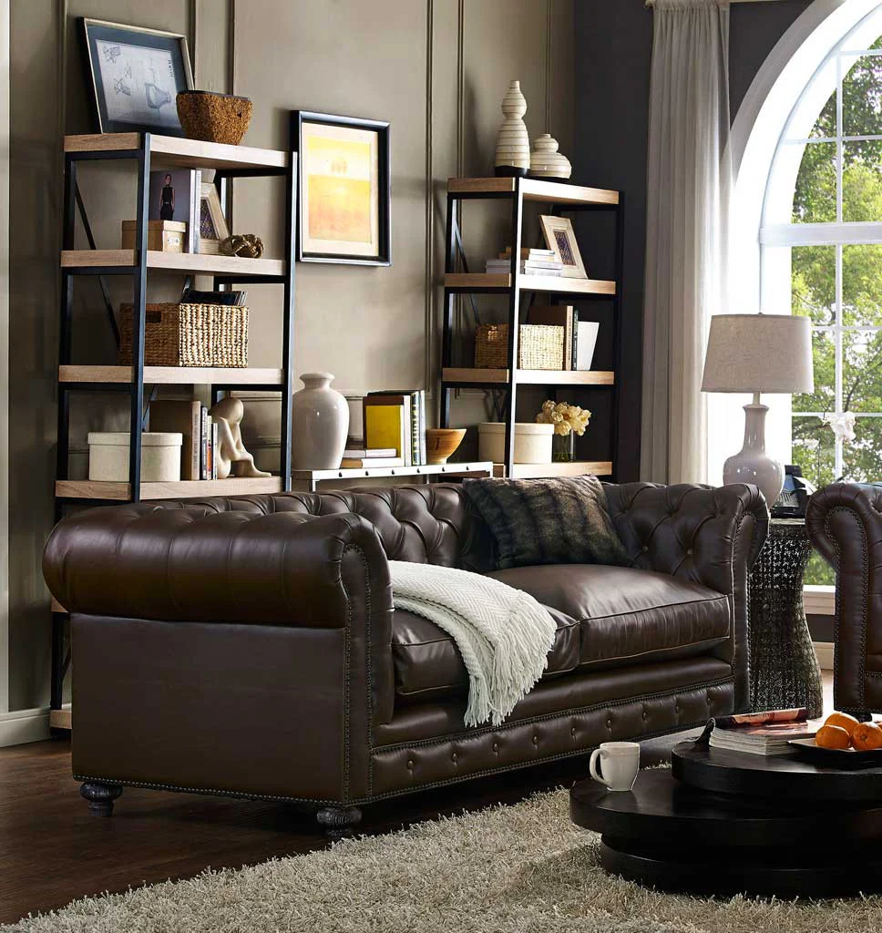 Duval Antique Brown Leather Sofa - Image 5