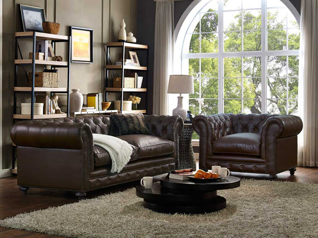 Duval Antique Brown Leather Sofa - Image 6