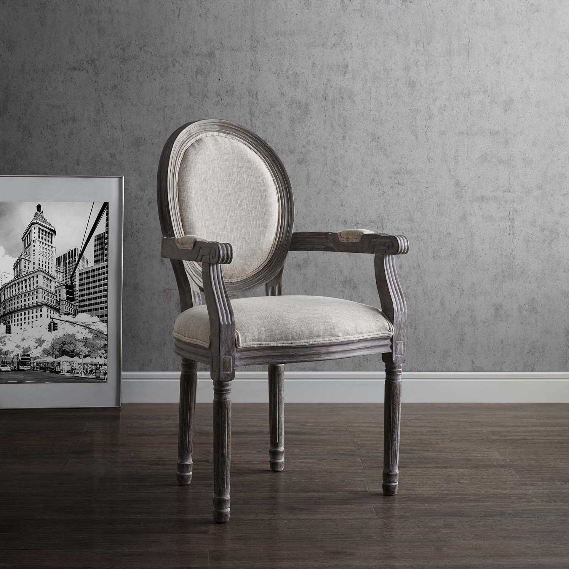 Eagle Upholstered Fabric Dining Armchair Beige - Image 5