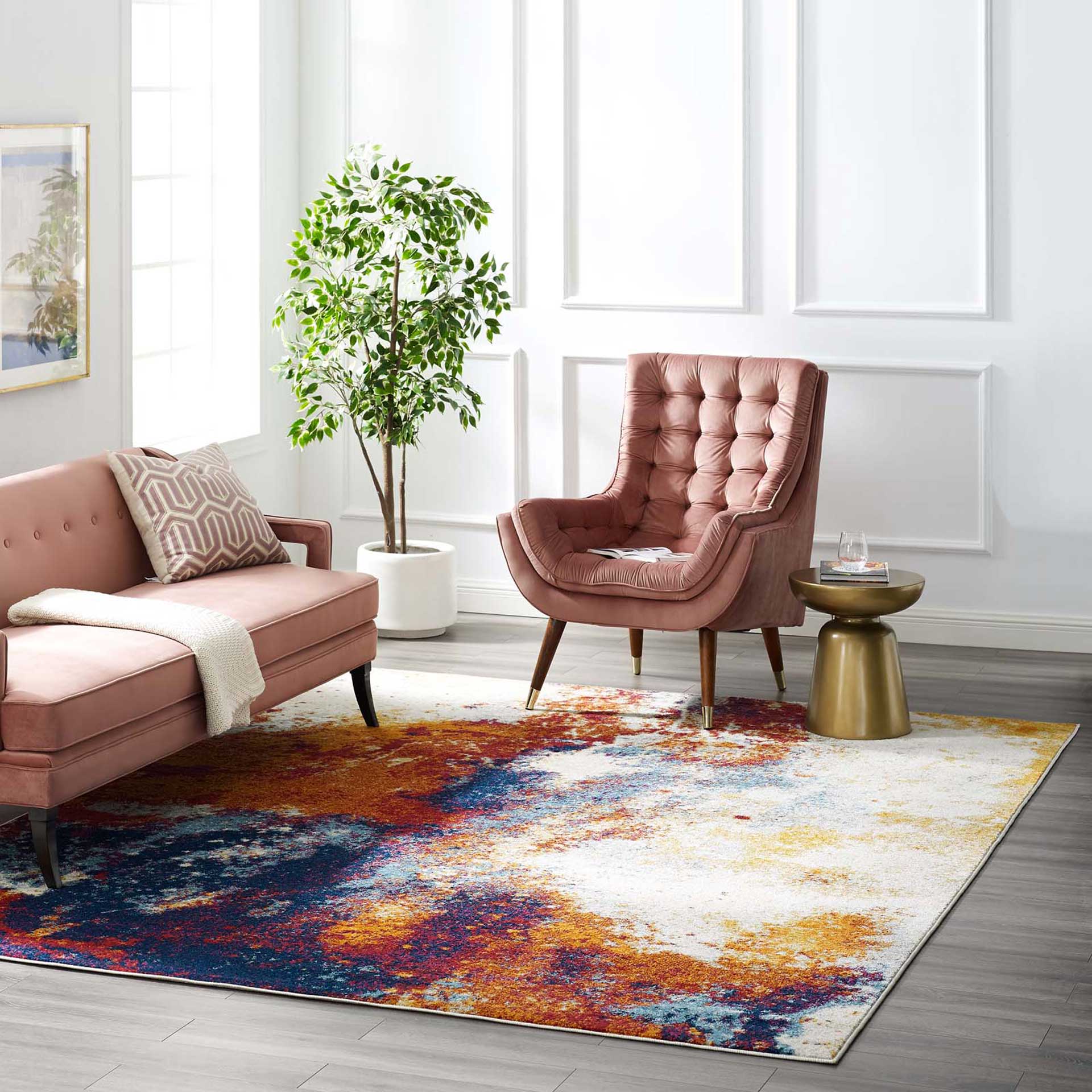 Eastham Area Rug Red/Orange/Yellow/Blue/Ivory - Image 8