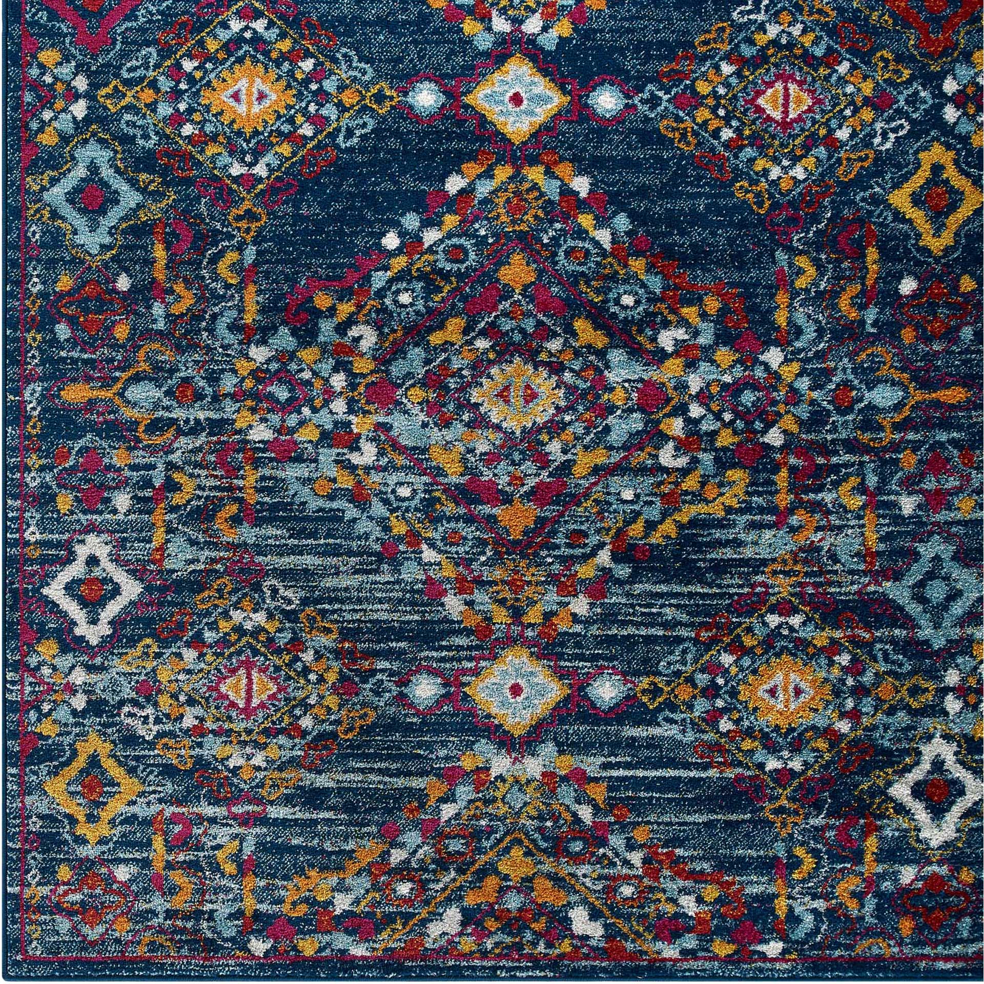 Eastham Distressed Area Rug Blue/Orange/Yellow/Red - Image 2