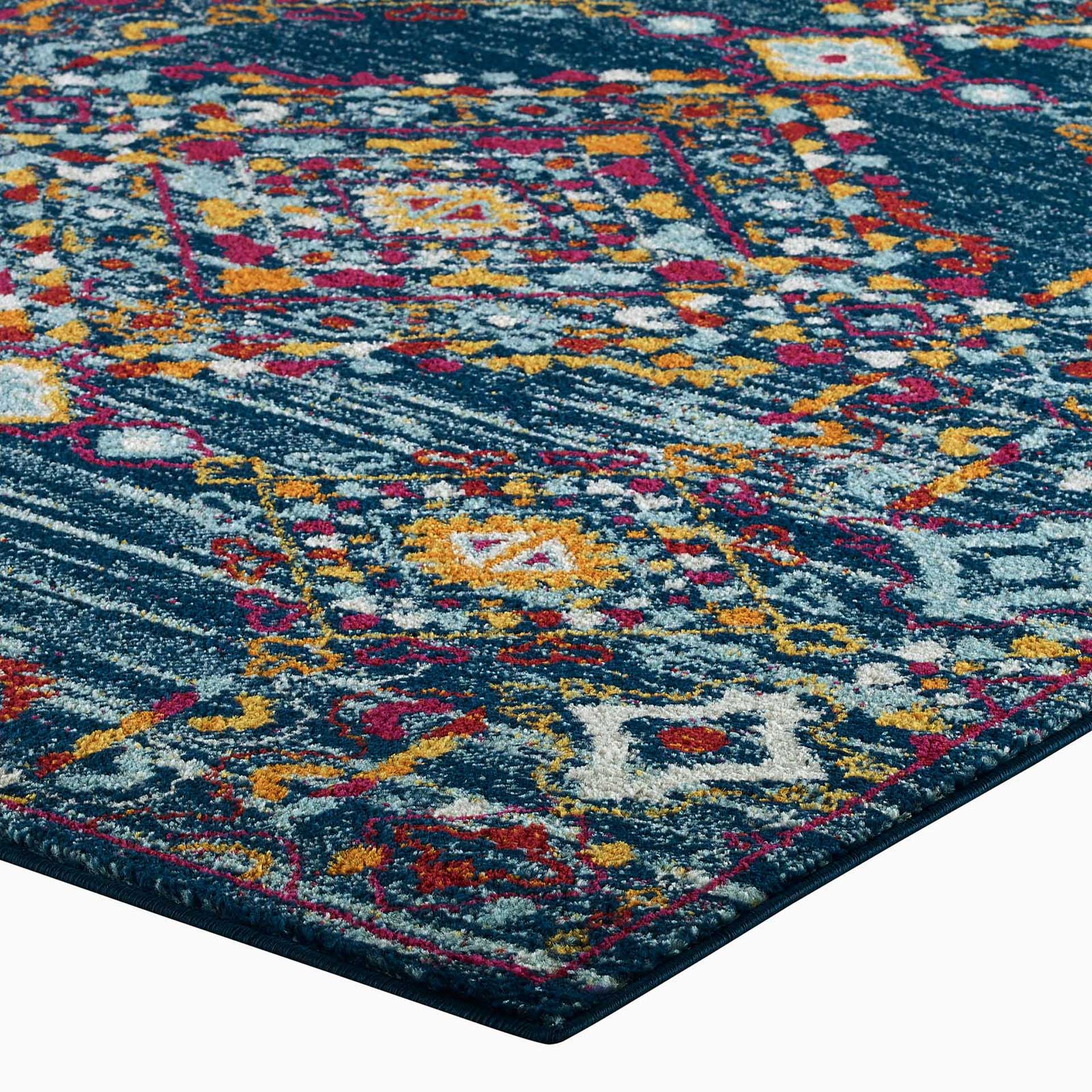 Eastham Distressed Area Rug Blue/Orange/Yellow/Red - Image 3