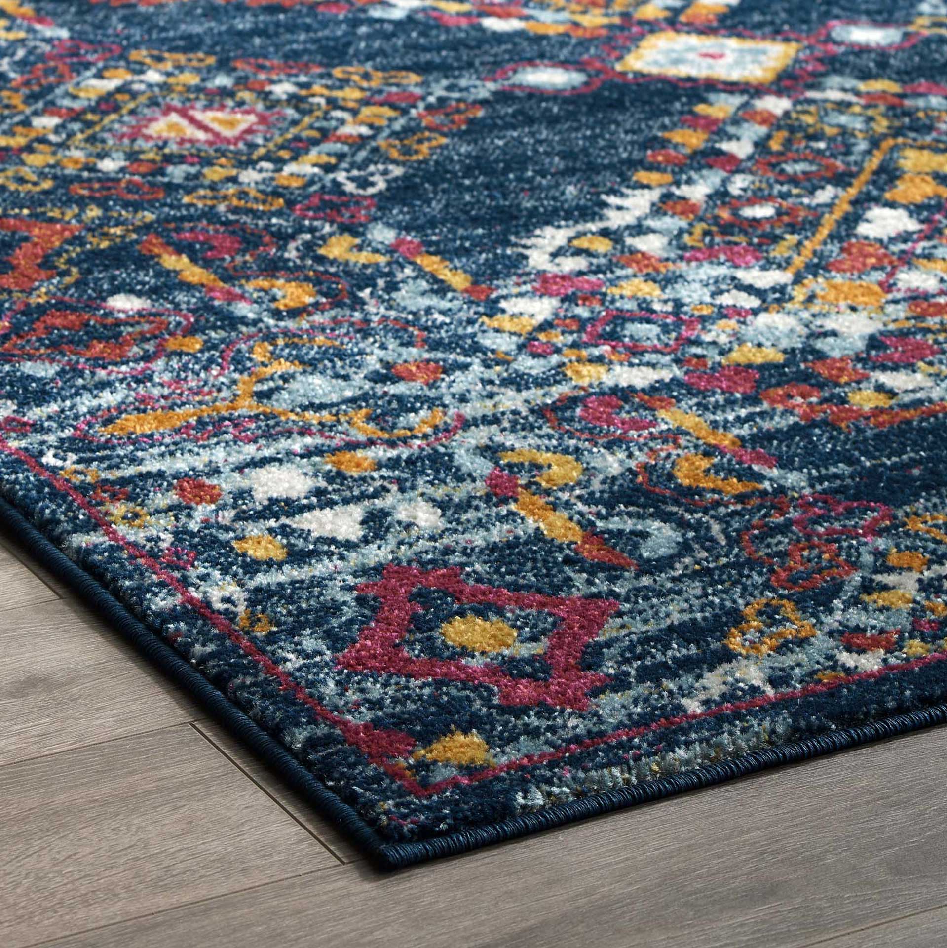 Eastham Distressed Area Rug Blue/Orange/Yellow/Red - Image 5