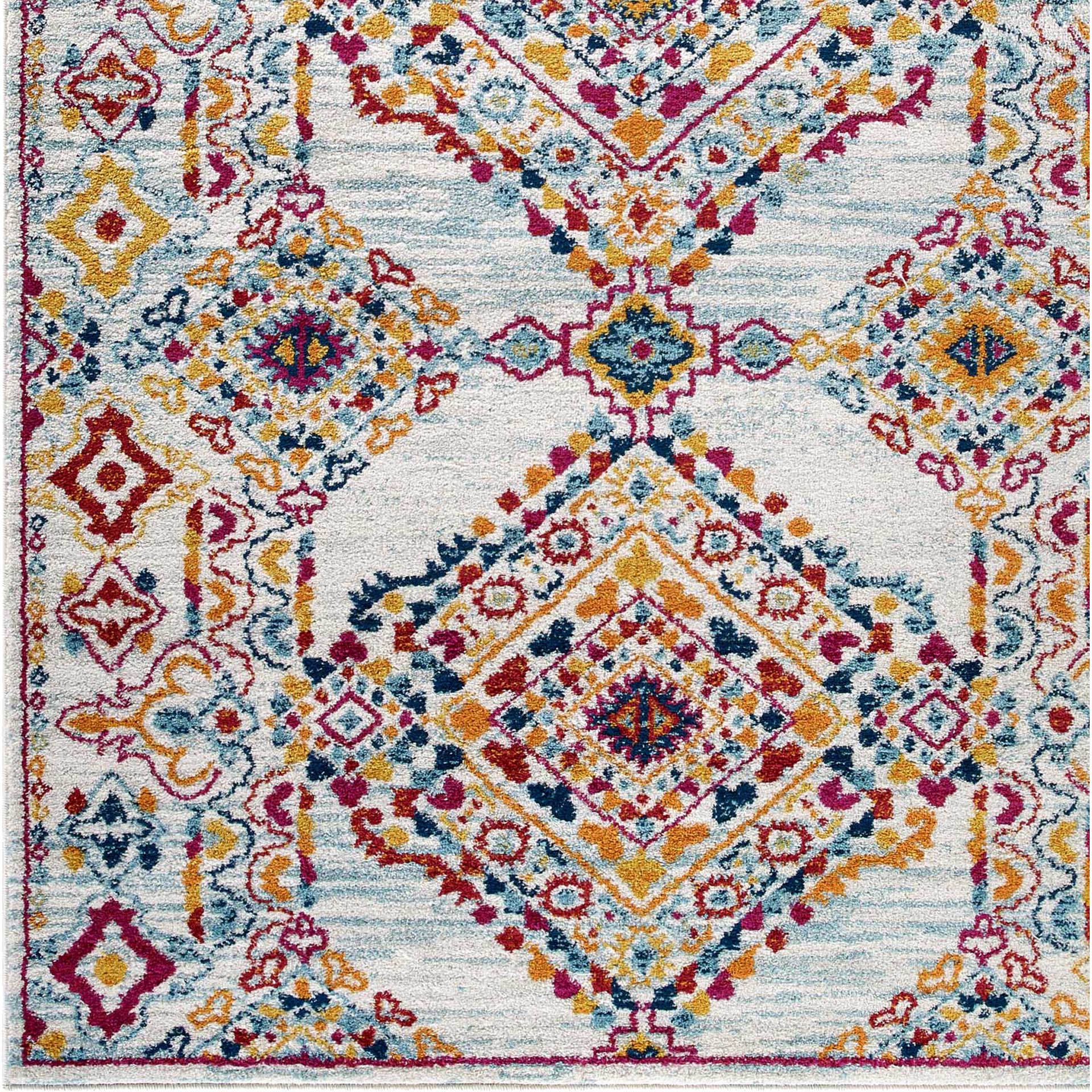Eastham Lattice Area Rug Ivory/Blue/Orange/Yellow/Red - Image 2