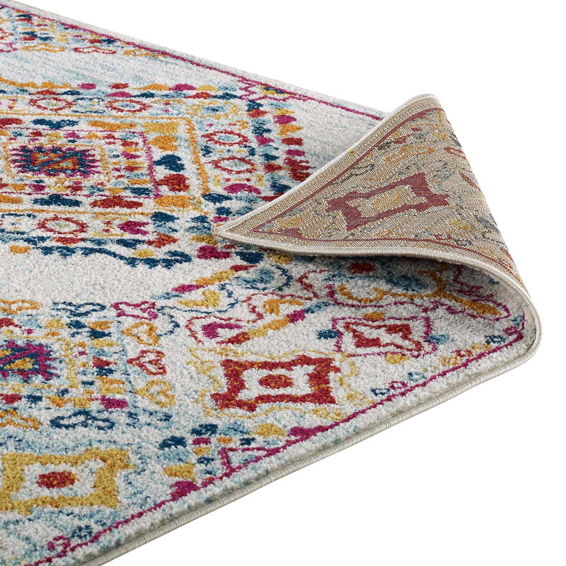 Eastham Lattice Area Rug Ivory/Blue/Orange/Yellow/Red - Image 4