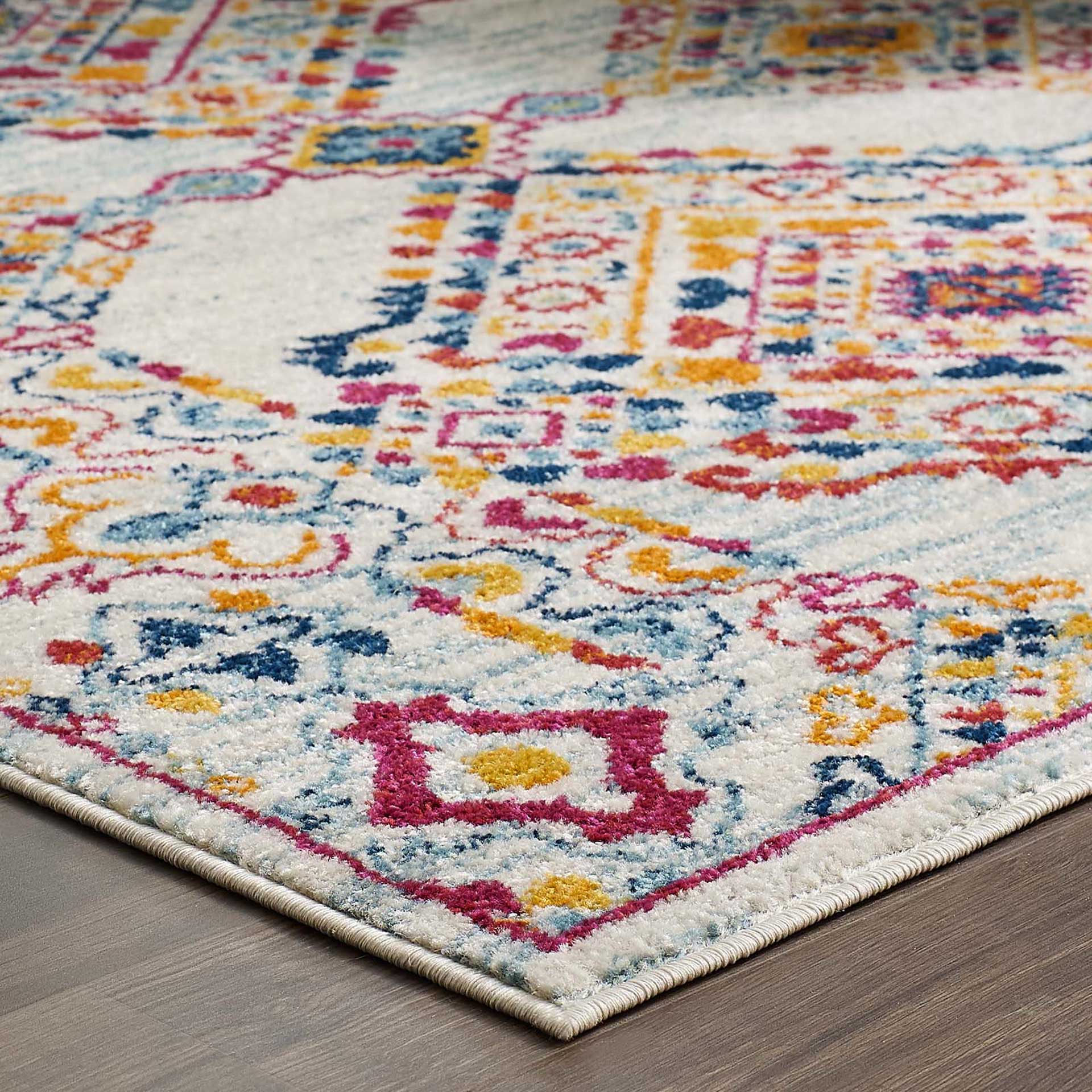 Eastham Lattice Area Rug Ivory/Blue/Orange/Yellow/Red - Image 5