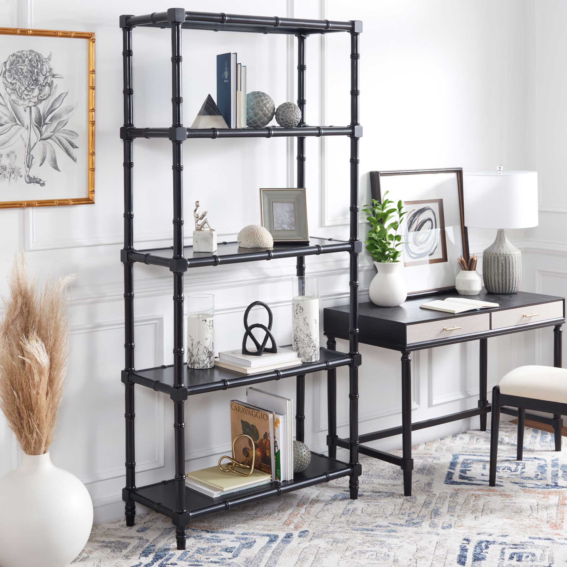 Eban Modern Coastal 4 Tier Etagere Black - Image 6