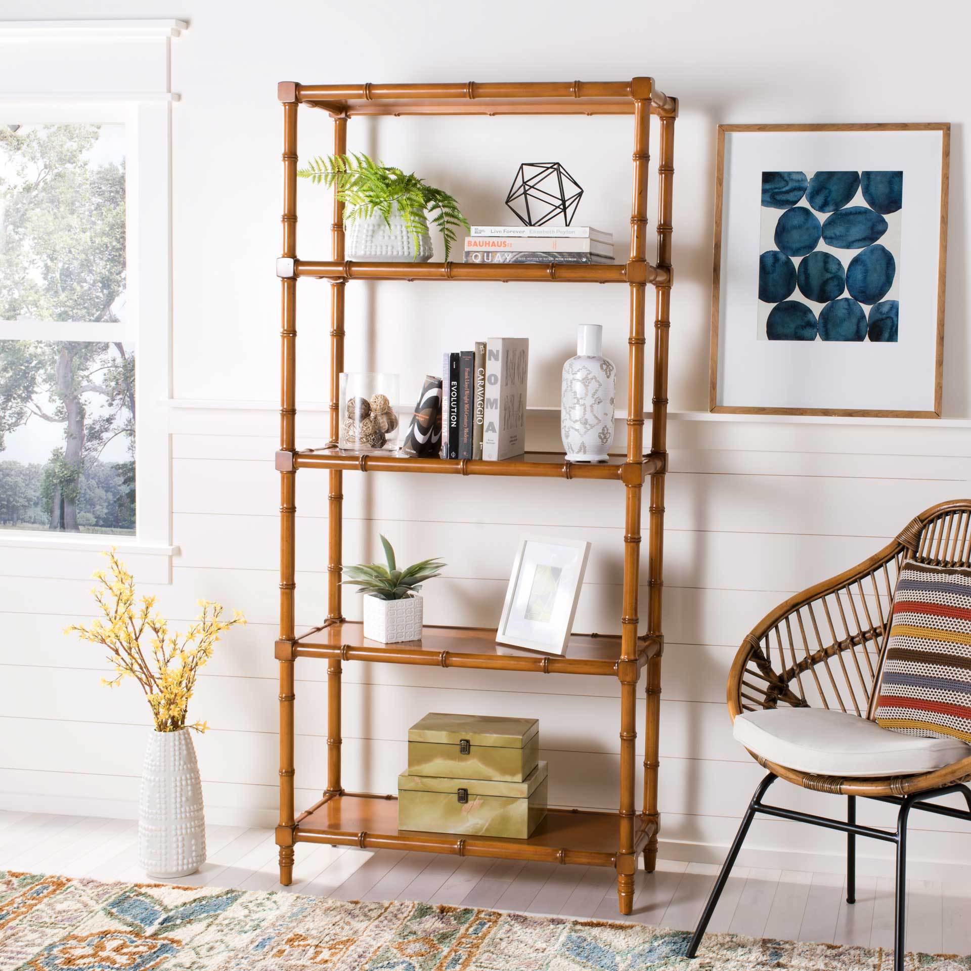Eban Modern Coastal 4 Tier Etagere Brown - Image 4