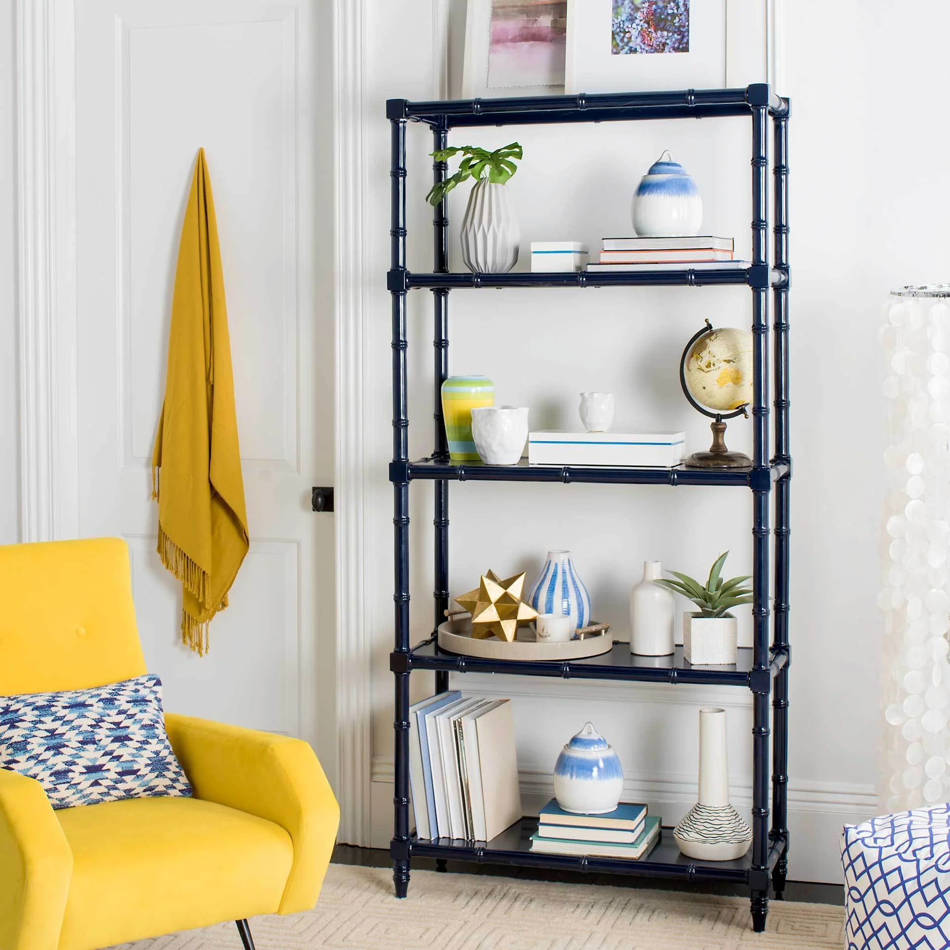 Eban Modern Coastal 4 Tier Etagere Navy - Image 4