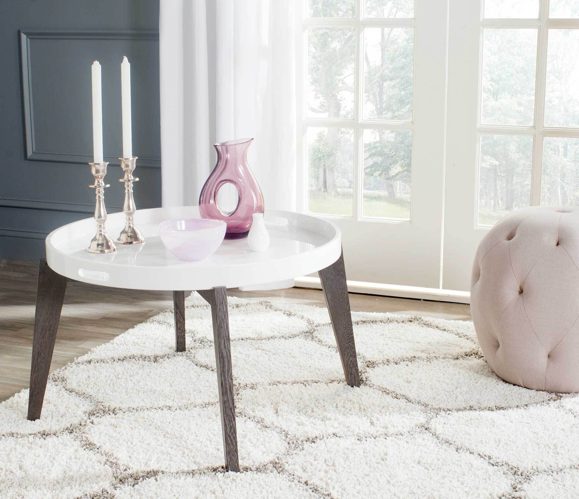 Ece Tray Top Lacquer End Table White/Dark Brown - Image 3