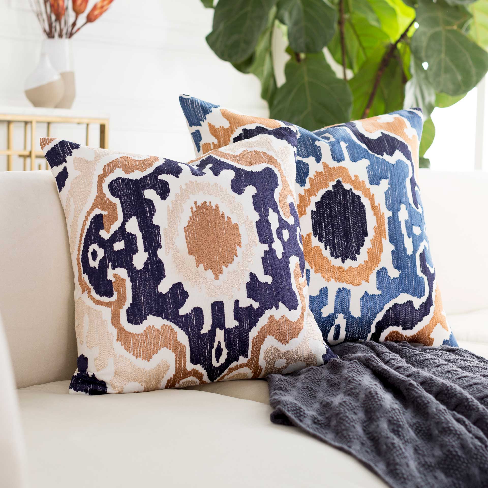 Edward Pillow Navy/Camel/Beige - Image 2