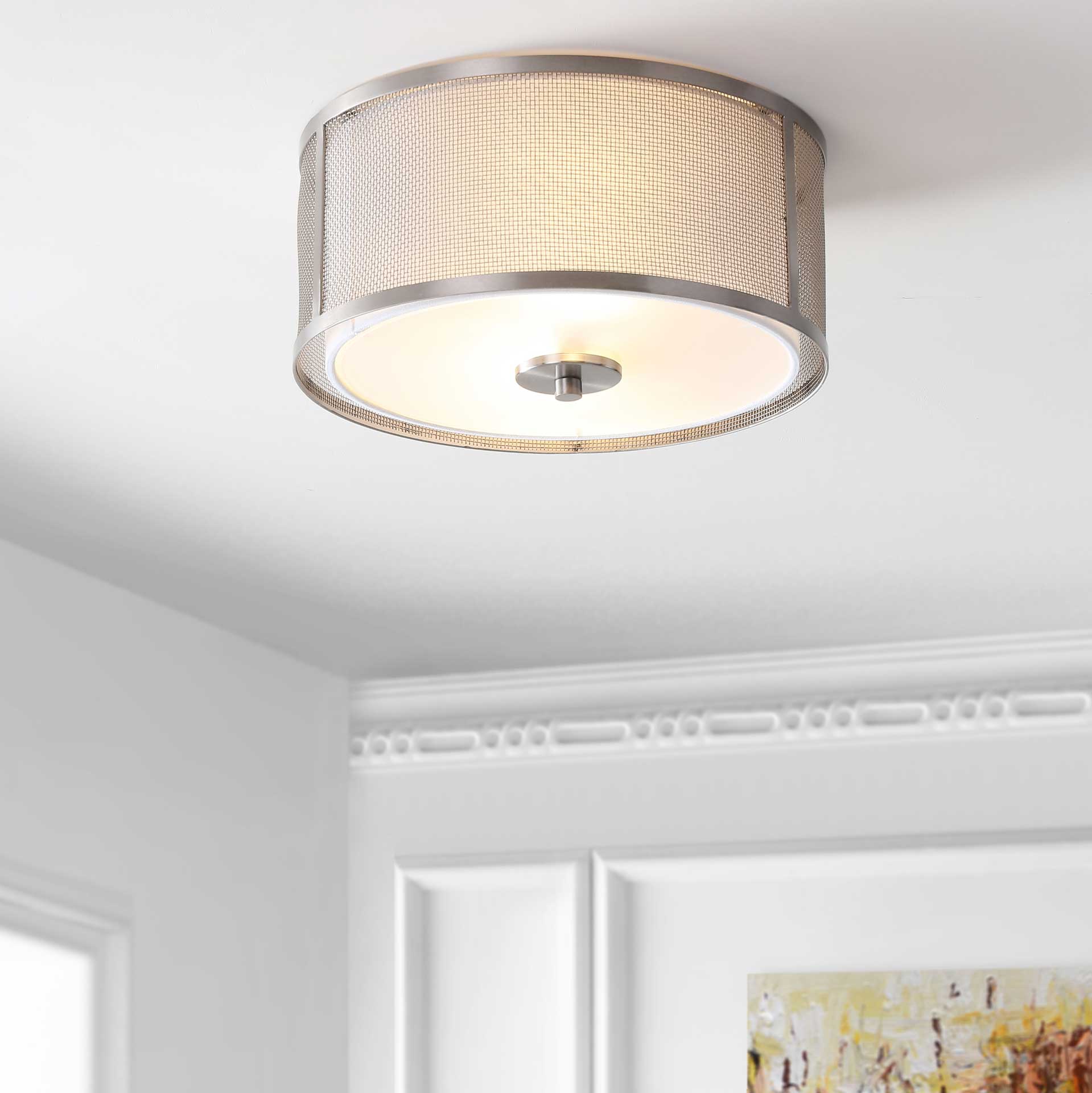 Elaina Flush Mount Nickel/White - Image 4