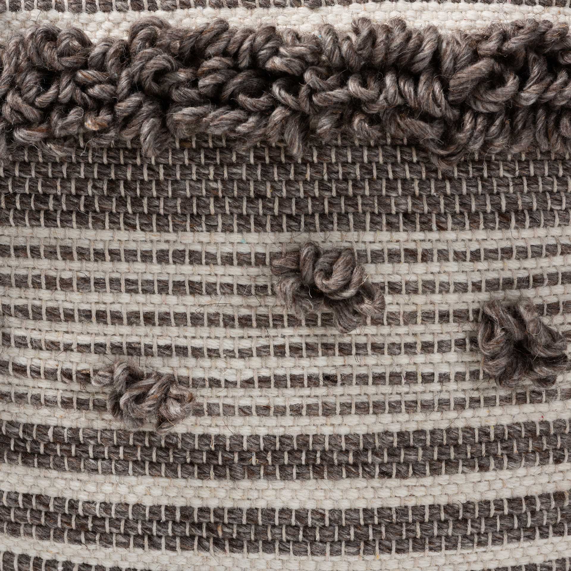 Elaina Handwoven Wool Pouf Ivory/Brown - Image 3