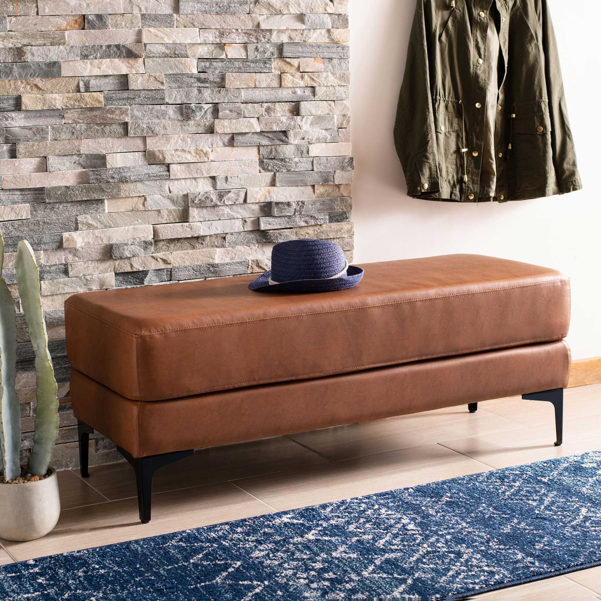 Elaine Rectangular Bench Brown/Black - Image 4