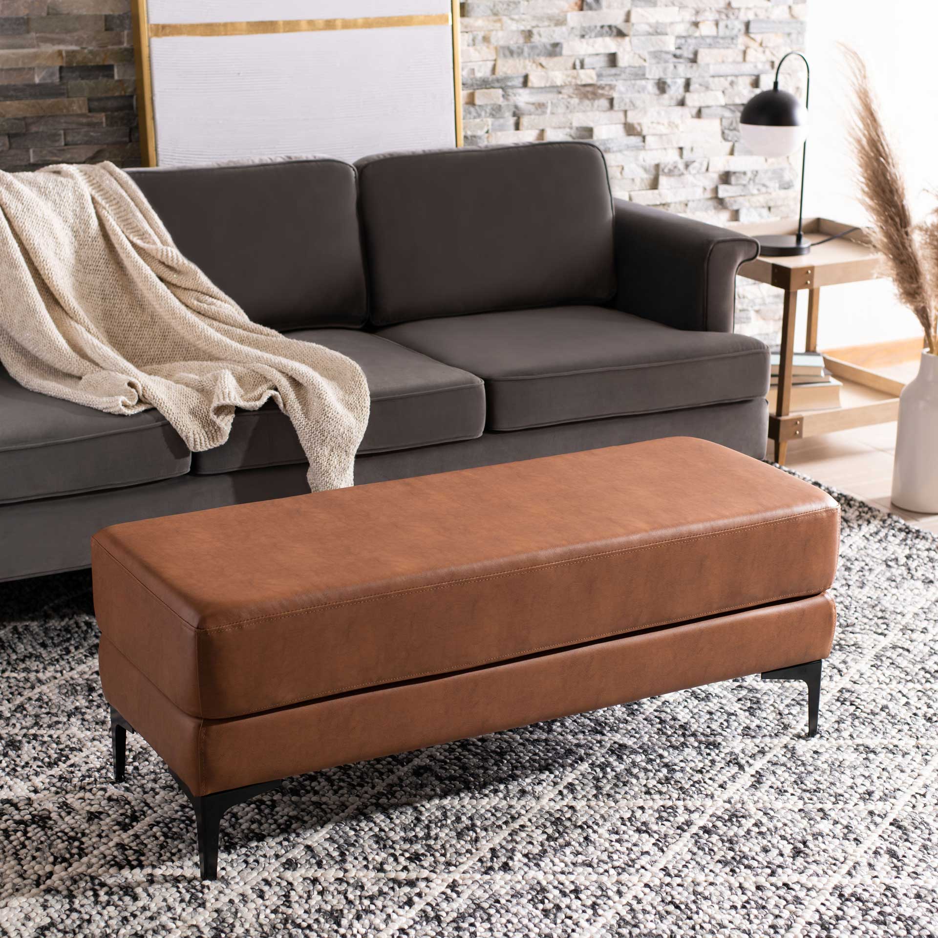 Elaine Rectangular Bench Brown/Black - Image 5