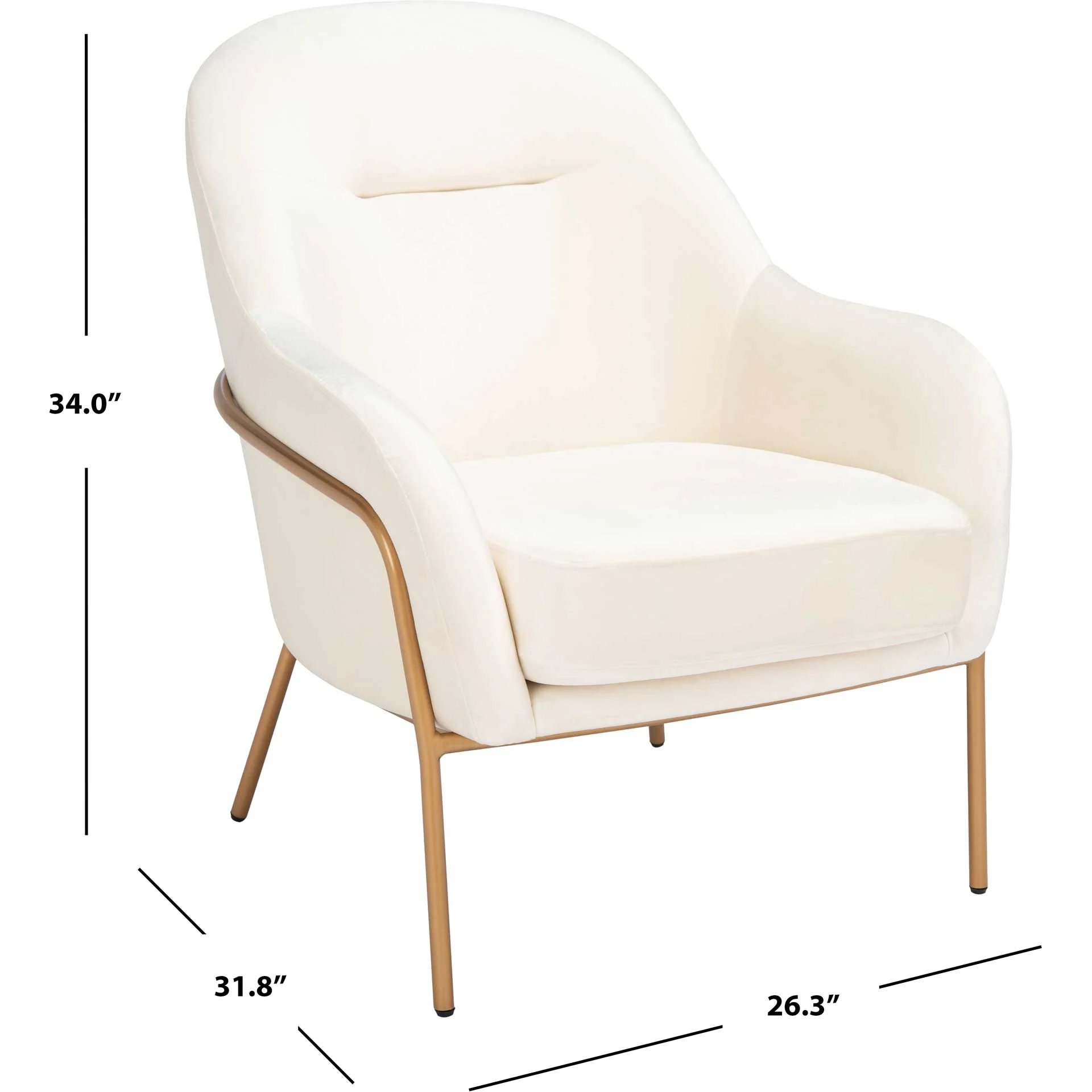 Eldon Velvet Accent Chair Cream/Gold - Image 8
