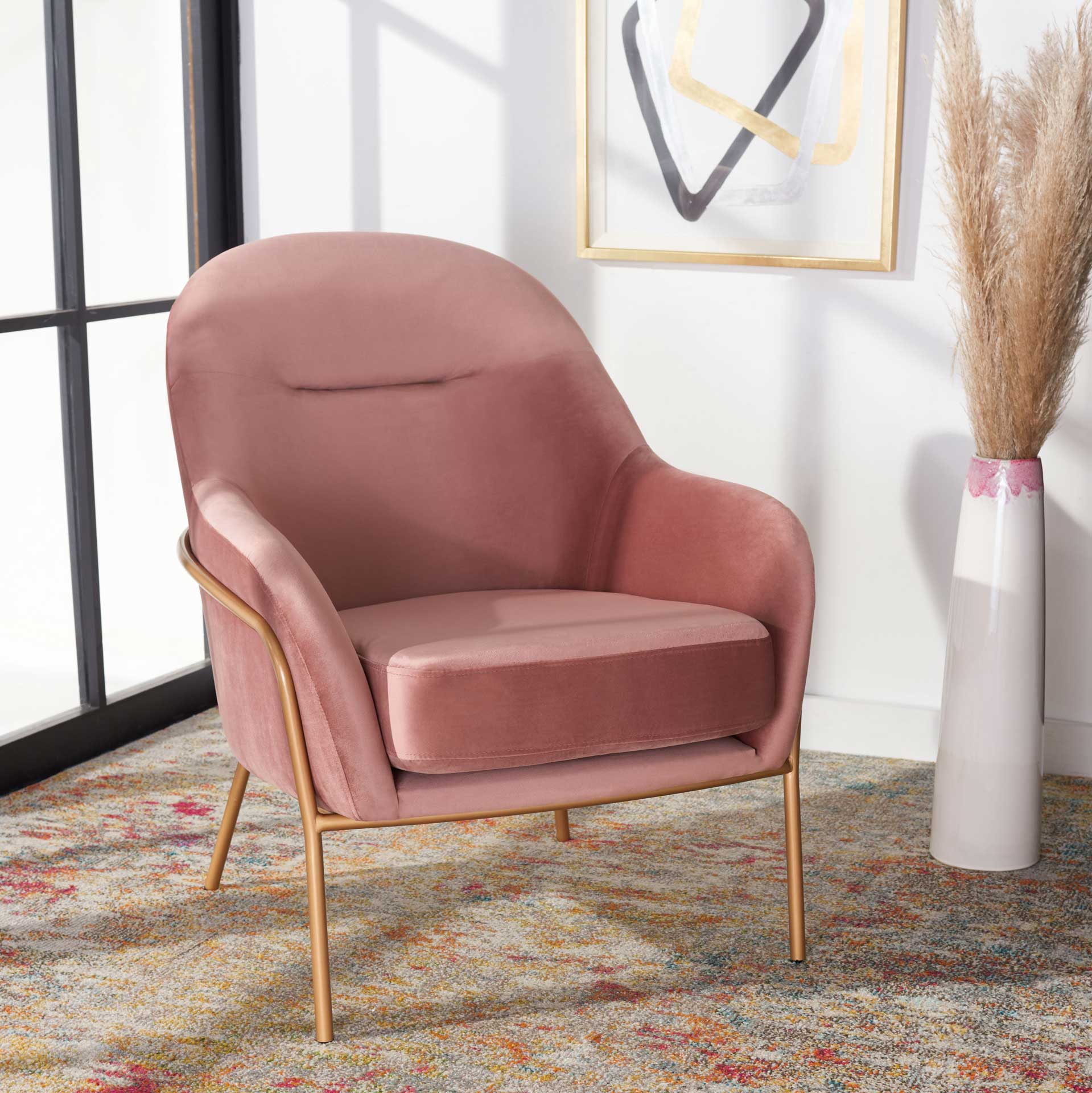 Eldon Velvet Accent Chair Dusty Rose/Gold - Image 6