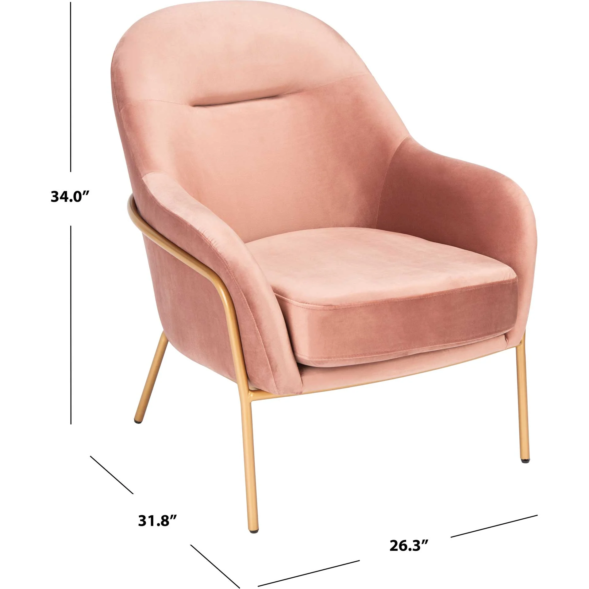 Eldon Velvet Accent Chair Dusty Rose/Gold - Image 7