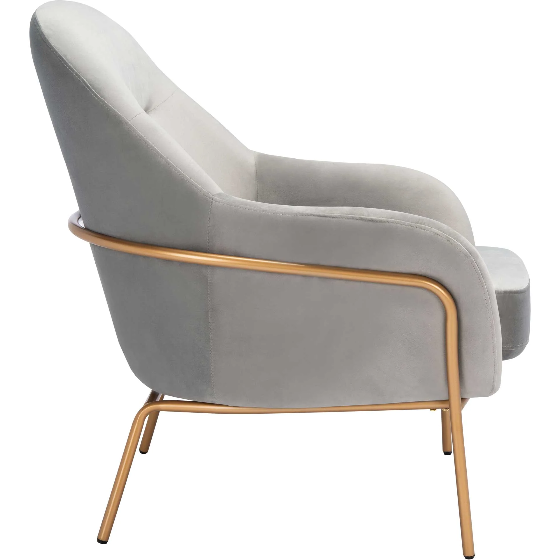 Eldon Velvet Accent Chair Gray/Gold - Image 3