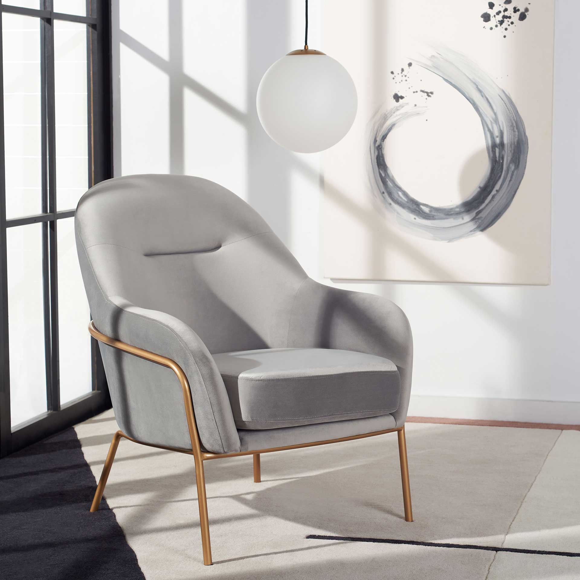 Eldon Velvet Accent Chair Gray/Gold - Image 7