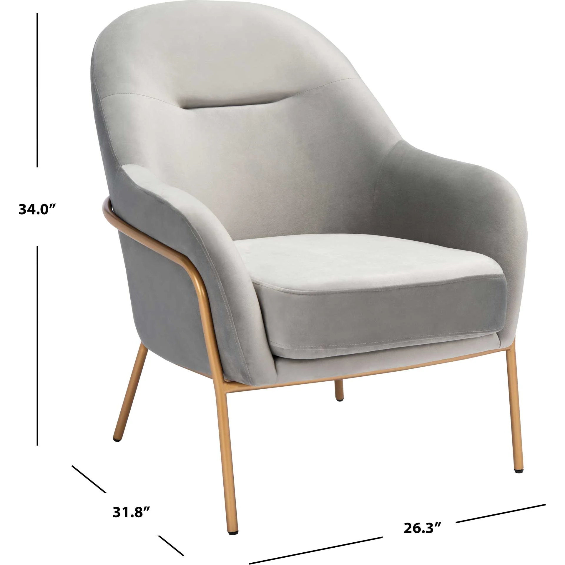 Eldon Velvet Accent Chair Gray/Gold - Image 8
