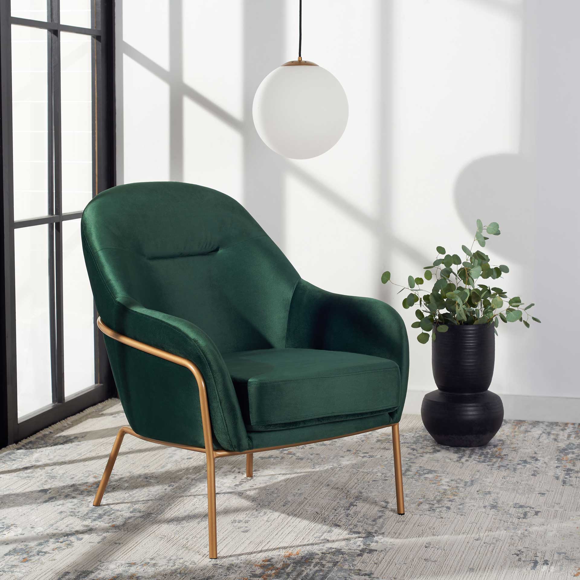 Eldon Velvet Accent Chair Malachite Green/Gold - Image 7