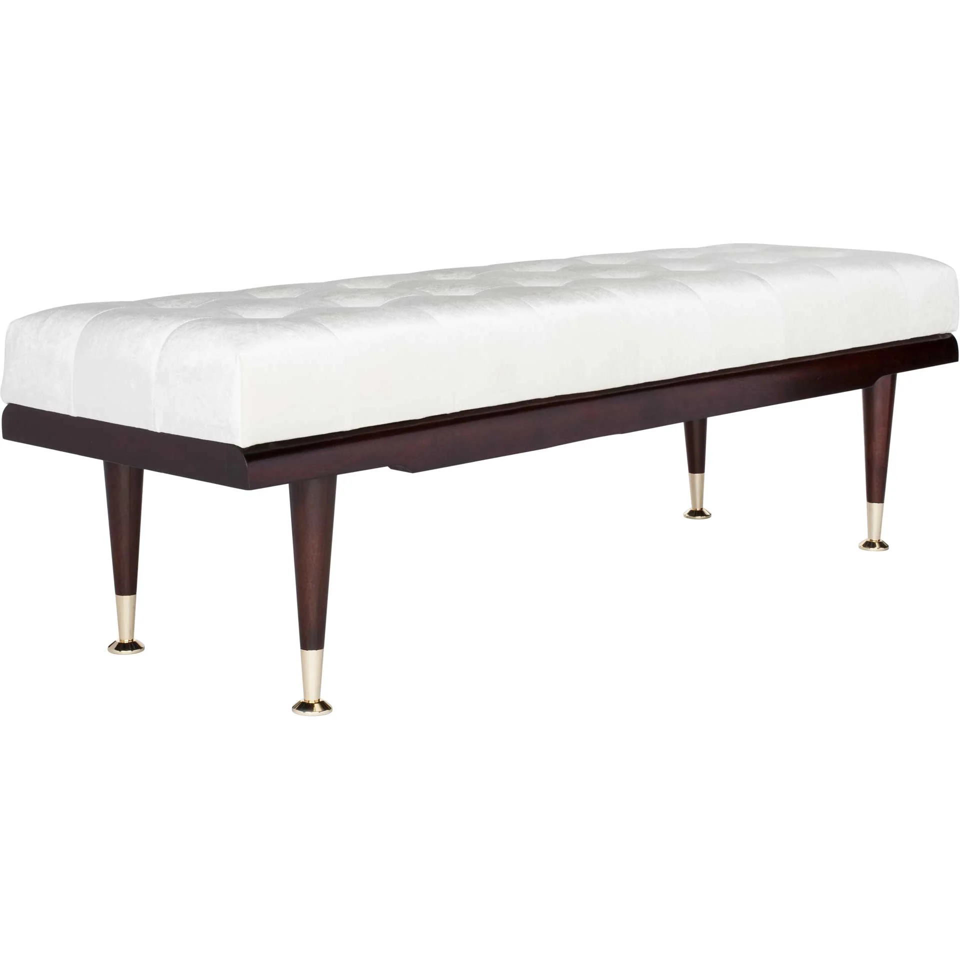 Eleanor Velvet Gold Cap Bench Beige/Espresso - Image 2