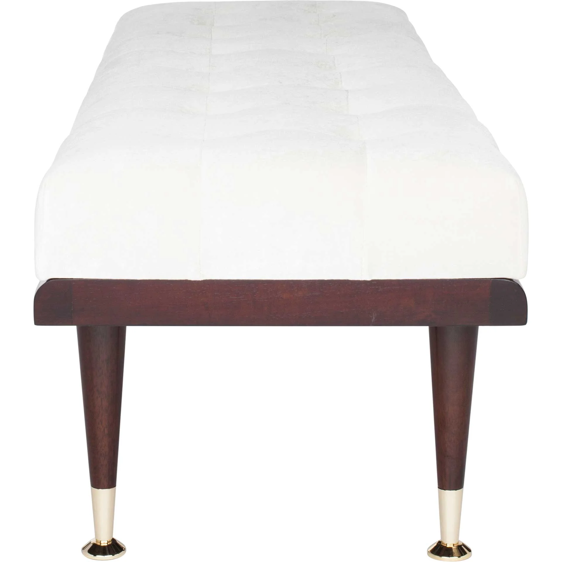 Eleanor Velvet Gold Cap Bench Beige/Espresso - Image 3
