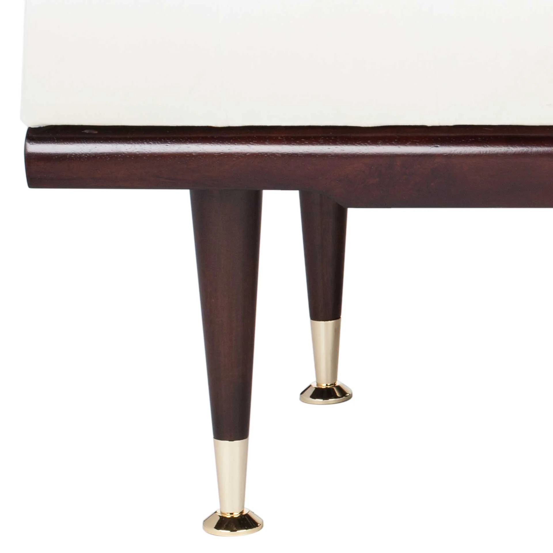 Eleanor Velvet Gold Cap Bench Beige/Espresso - Image 6