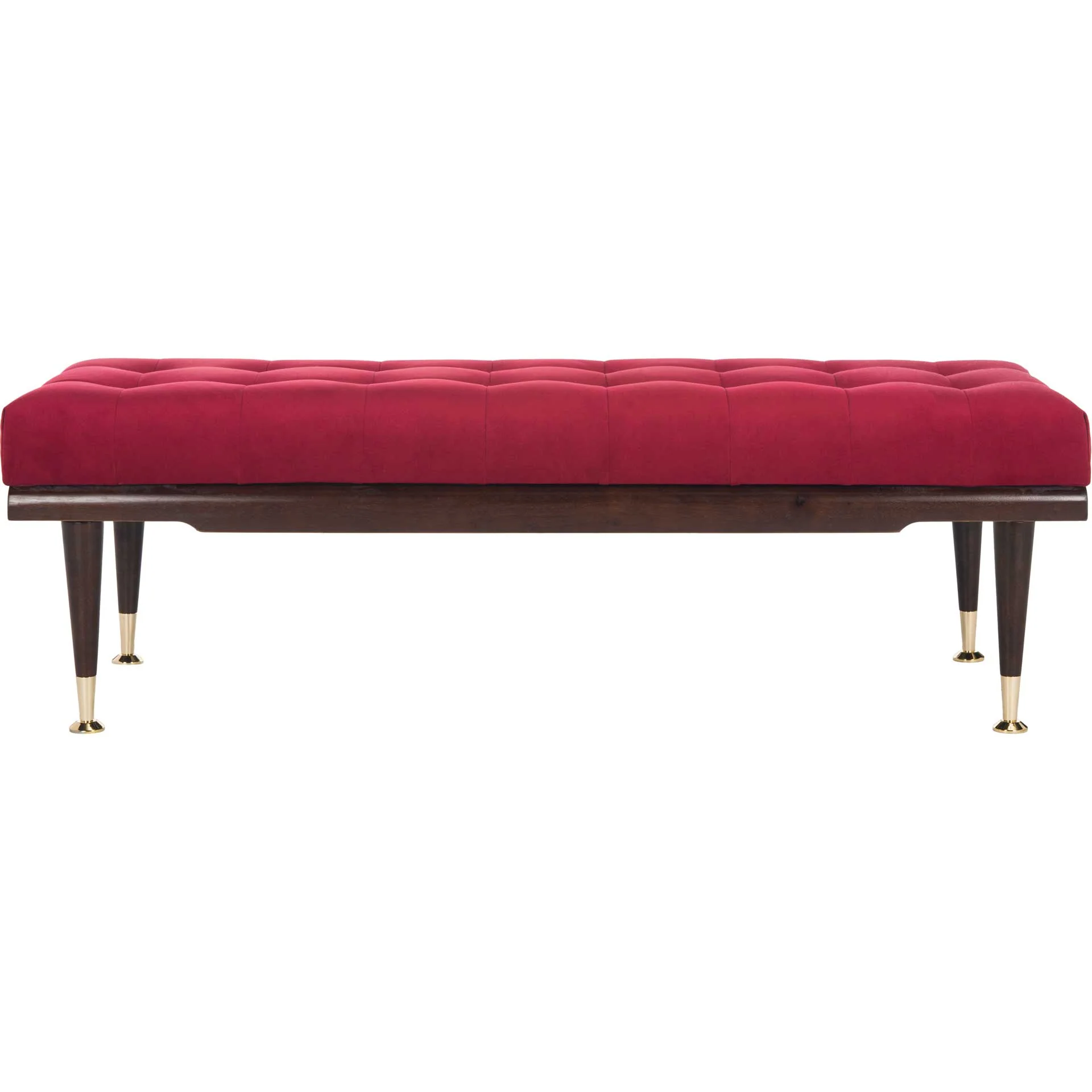 Eleanor Velvet Gold Cap Bench Maroon/Espresso - Image 2