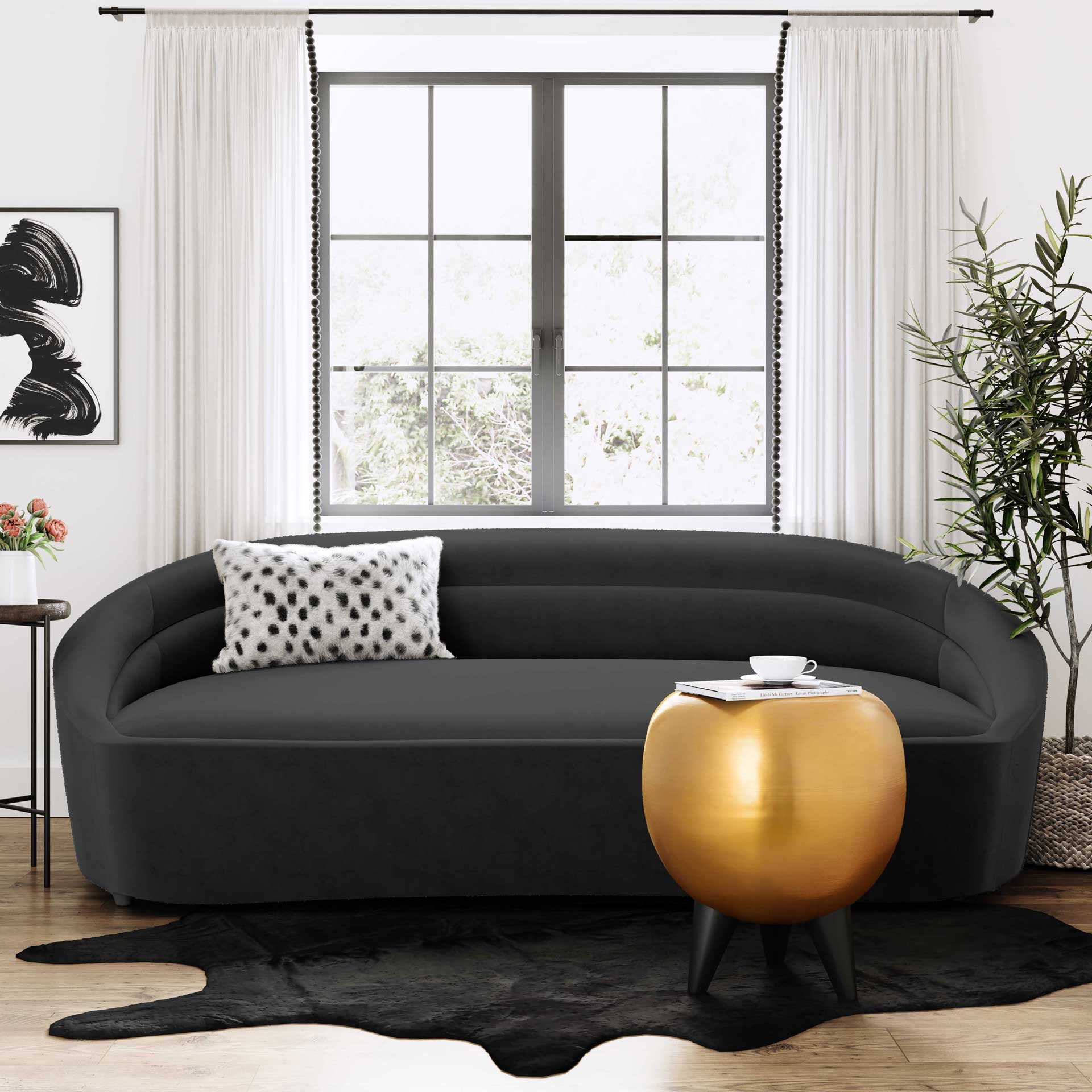 Eleanor Velvet Sofa Black - Image 6