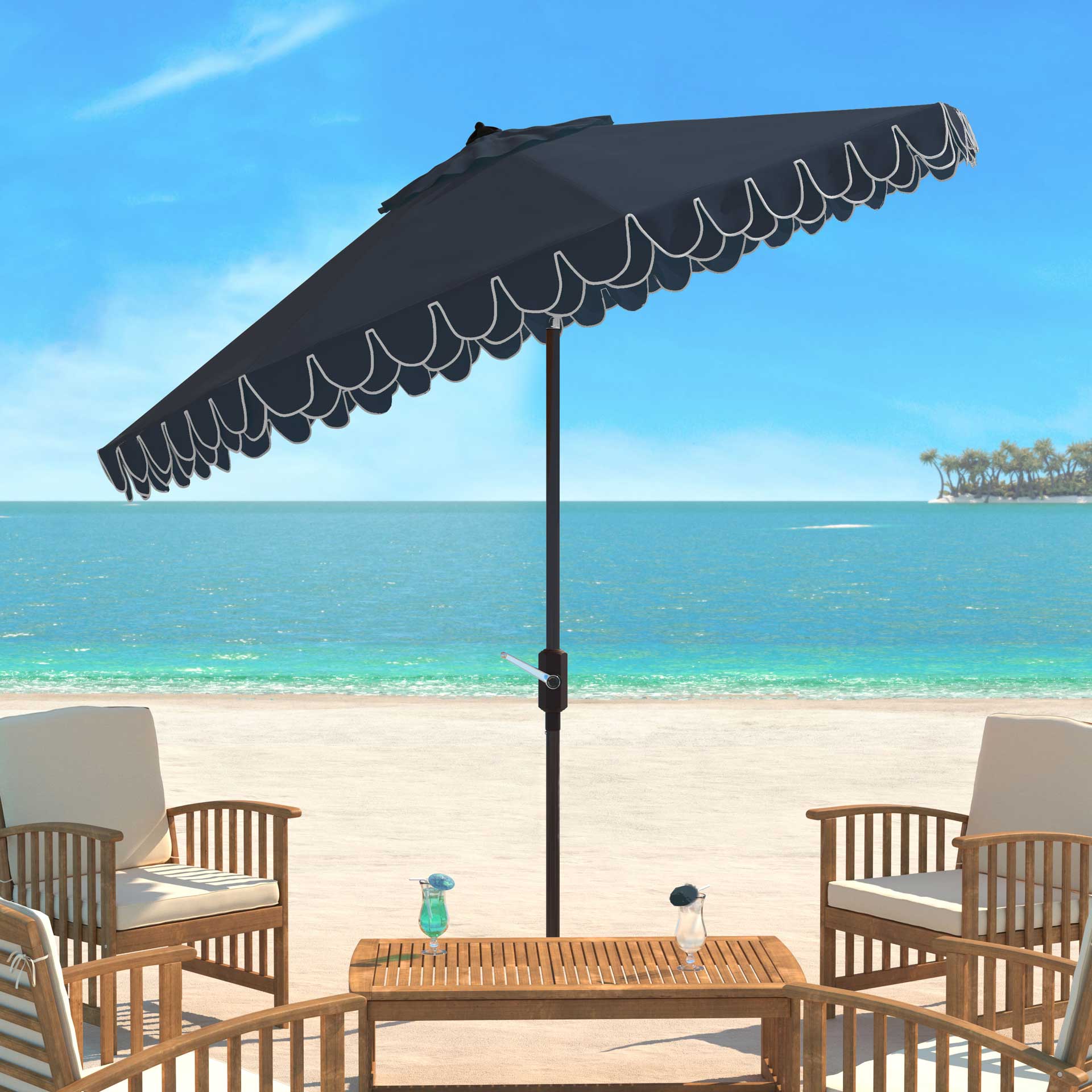 Electra Uv Resistant Auto Tilt Umbrella Navy/White - Image 4