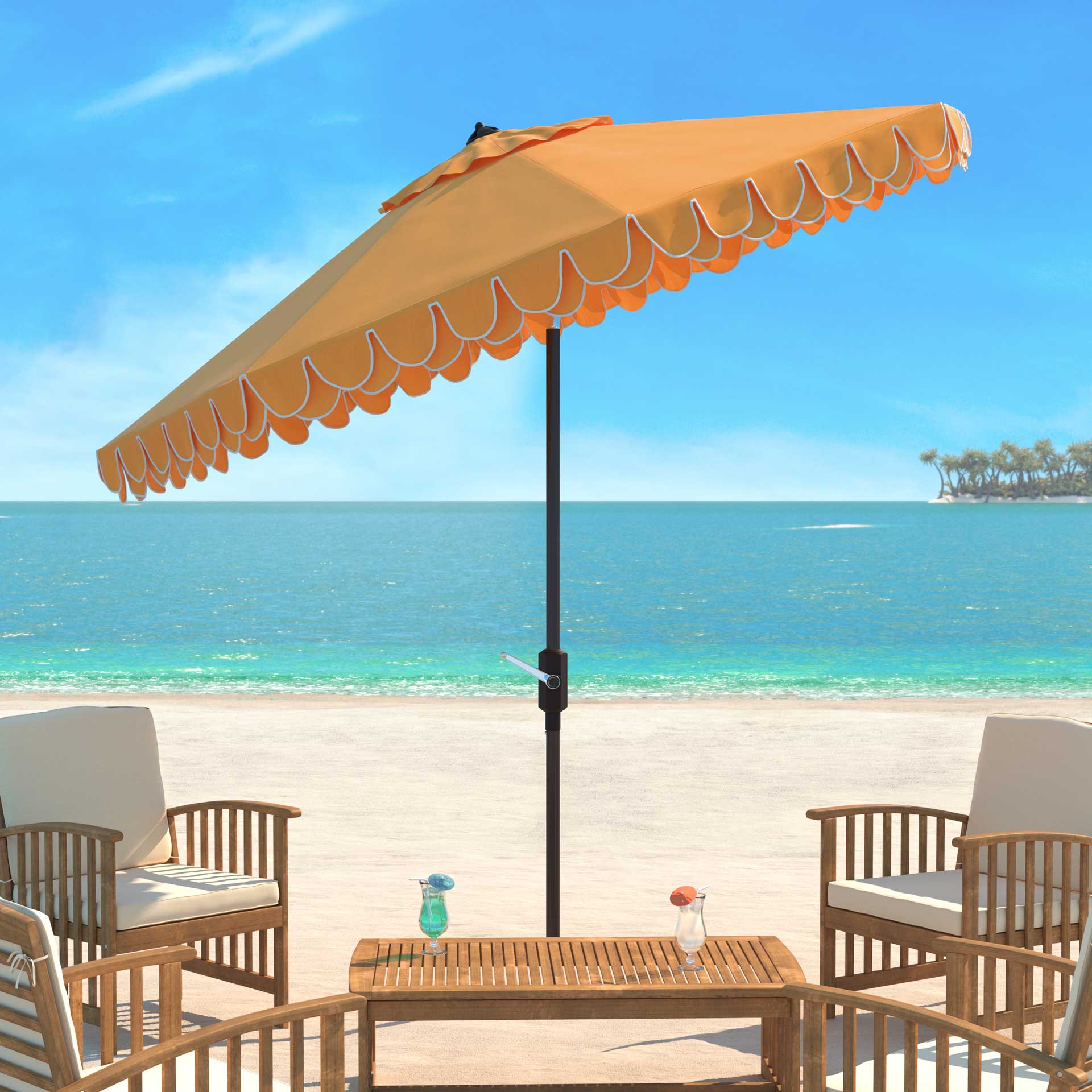 Electra Uv Resistant Auto Tilt Umbrella Yellow/White - Image 4