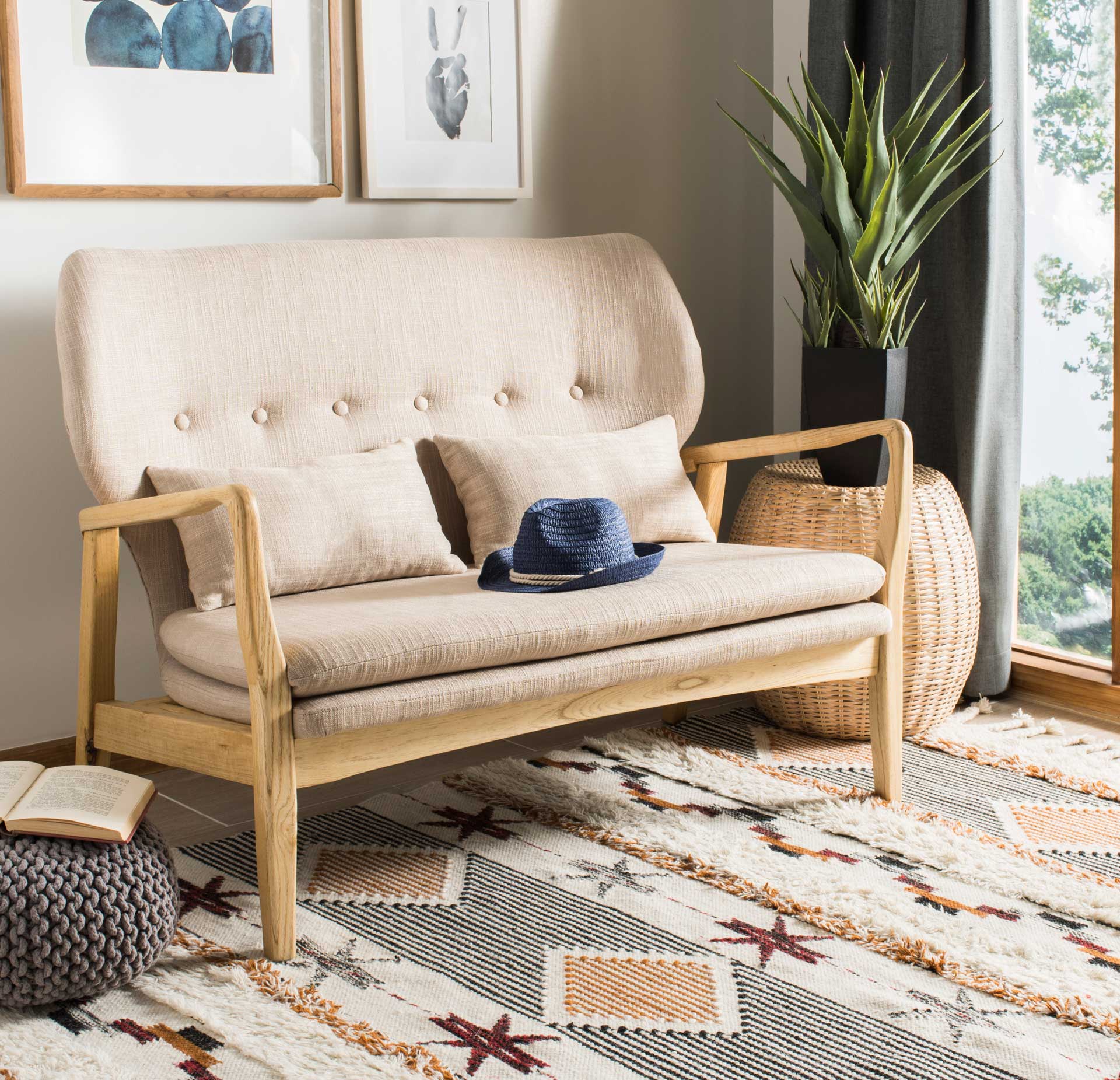 Elena Loveseat Beige/Natural - Image 6