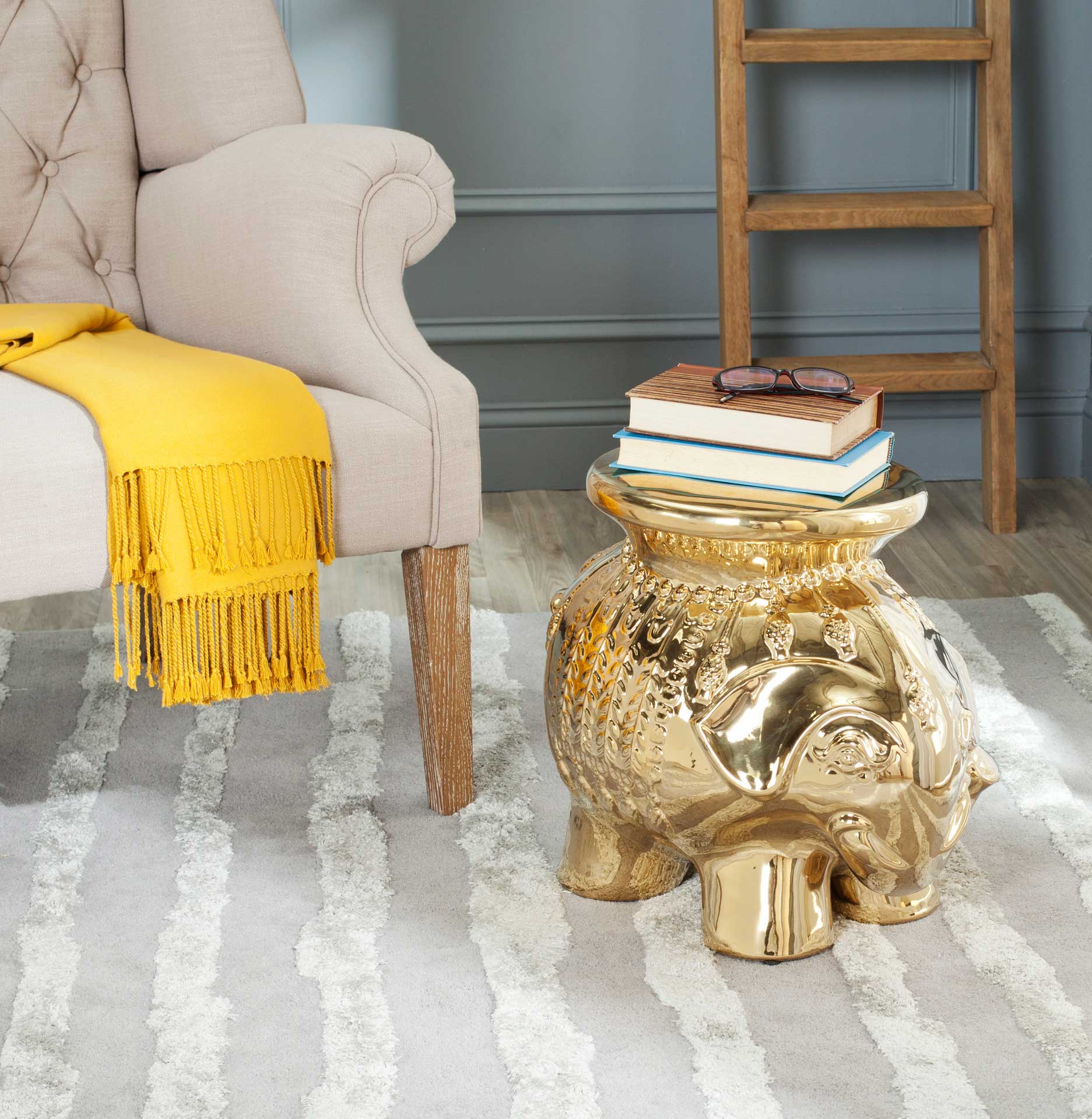 Elephant Garden Stool Gold - Image 4