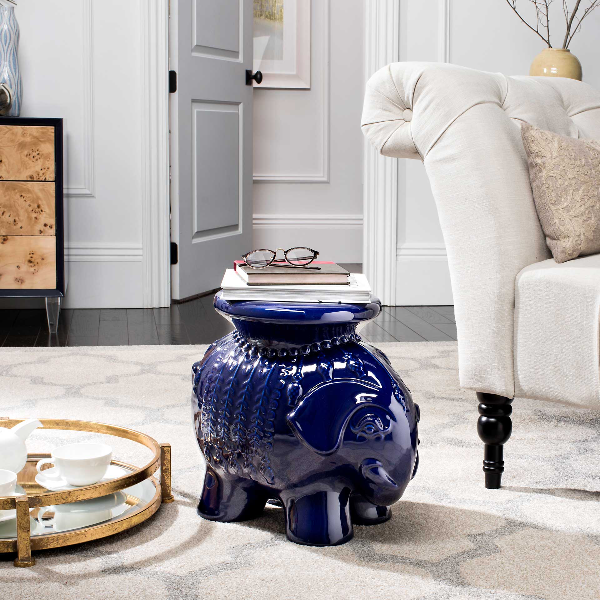Elephant Garden Stool Navy - Image 3