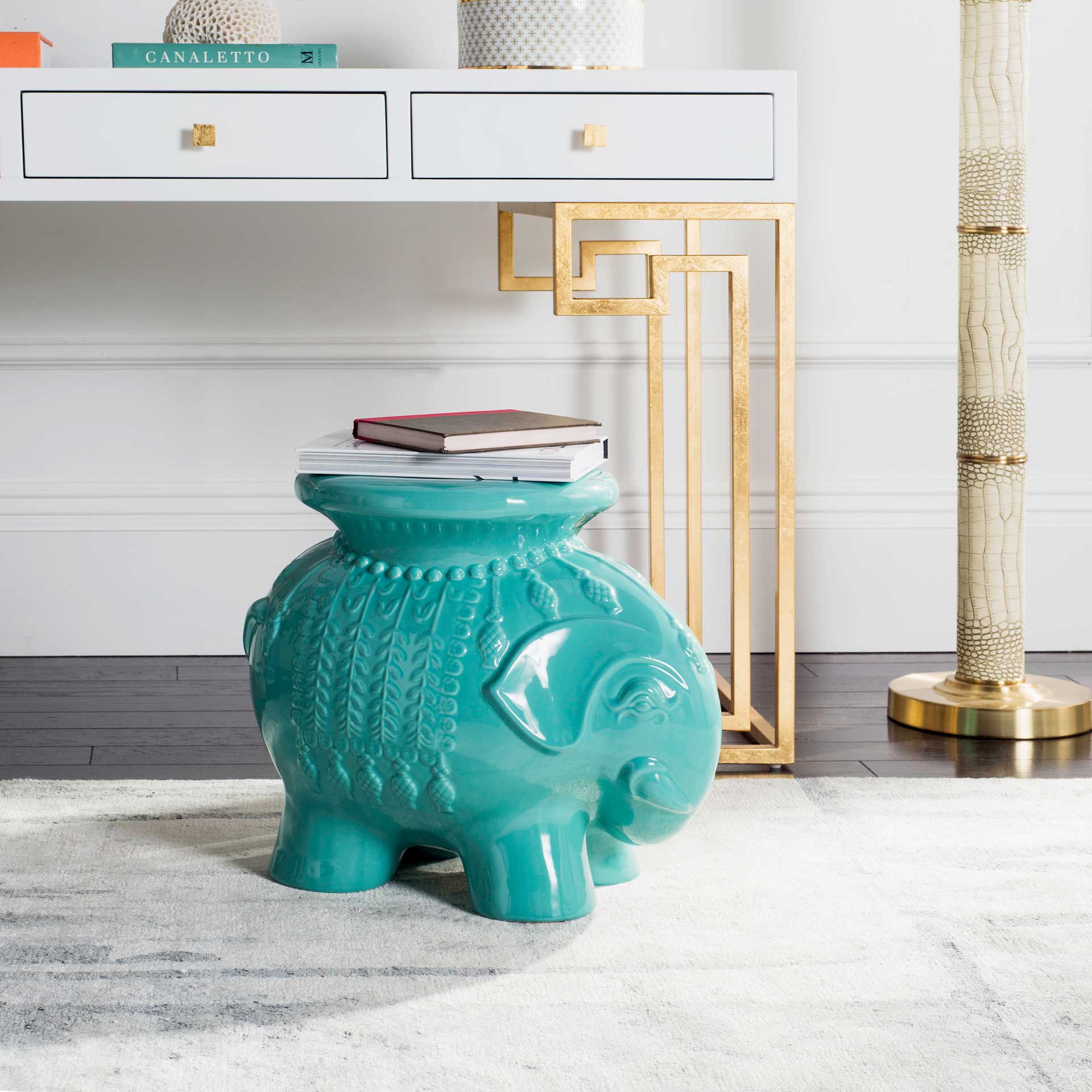 Elephant Garden Stool Robins Egg Blue - Image 3