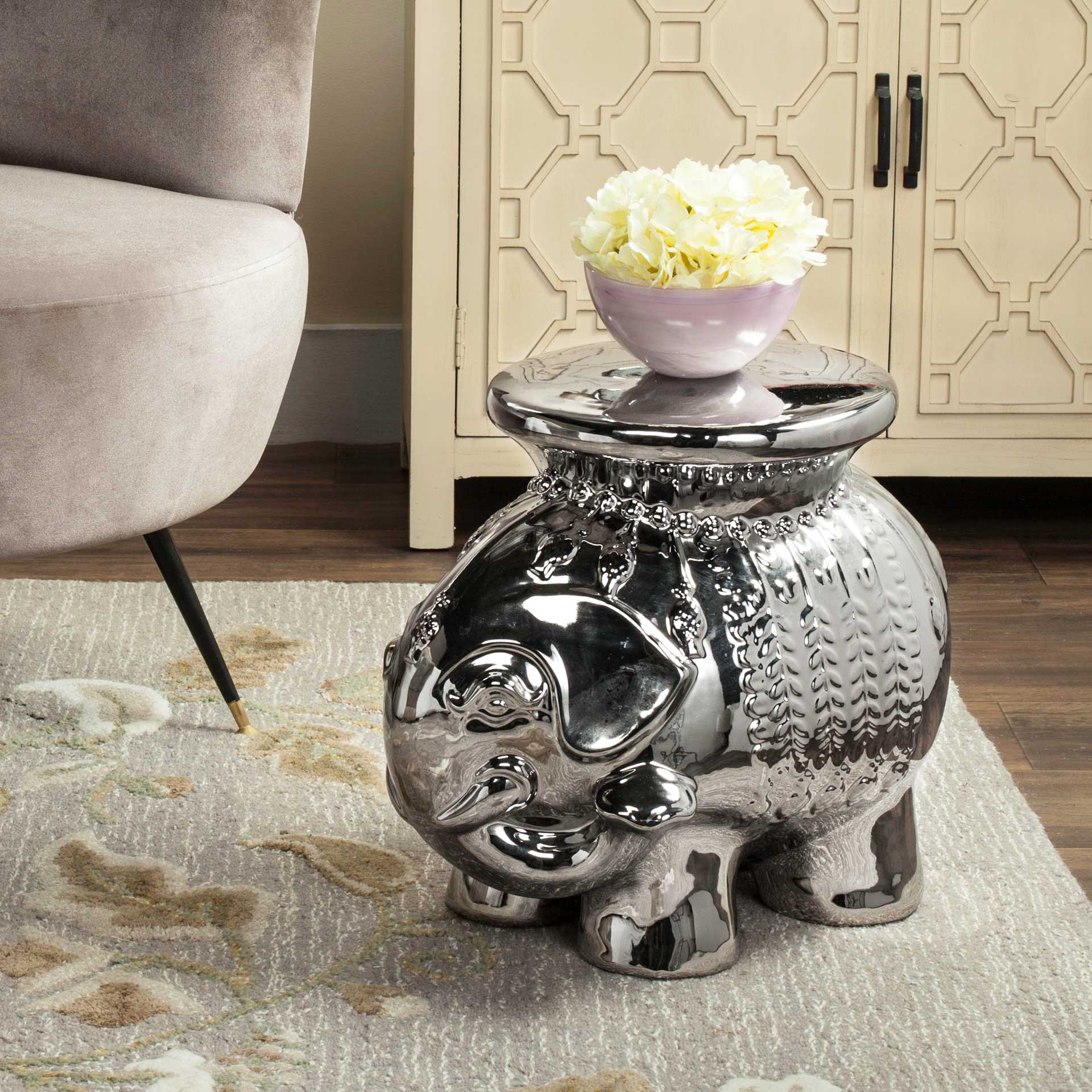 Elephant Garden Stool Silver - Image 5