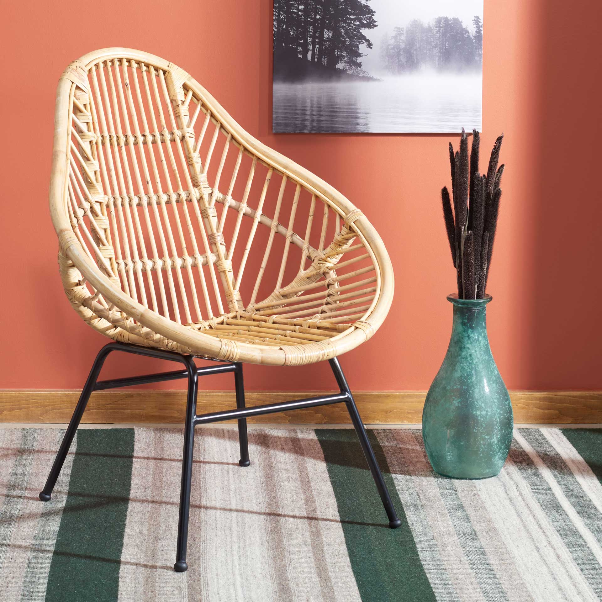 Elettra Rattan Accent Chair Natural/Black - Image 6