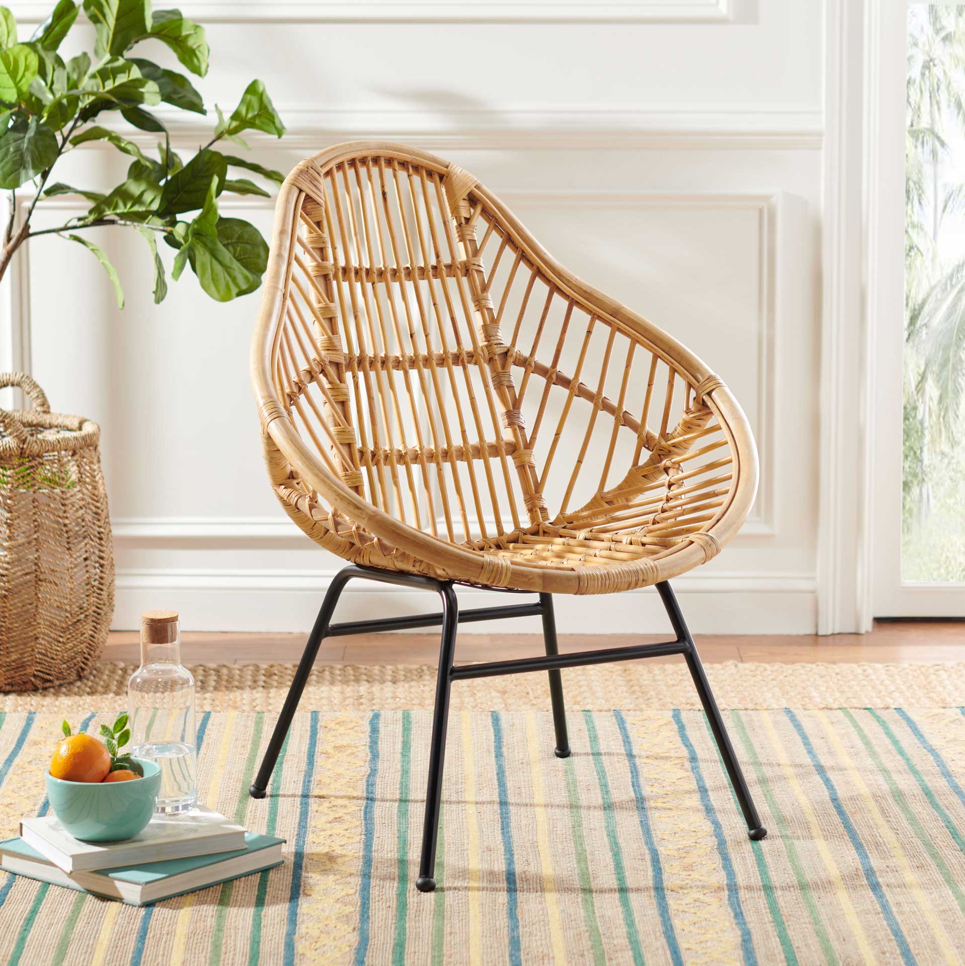 Elettra Rattan Accent Chair Natural/Black - Image 7