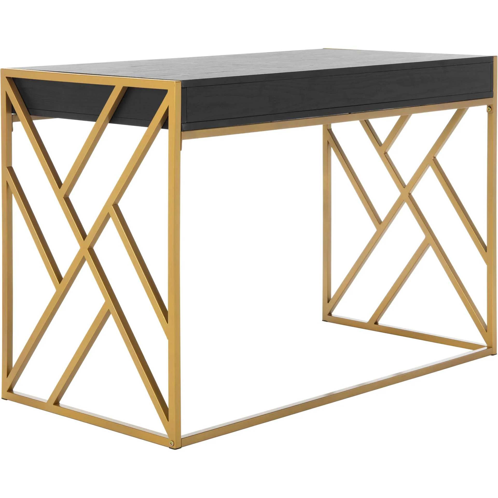 Elias 1 Drawer Desk Black/Gold - Image 5