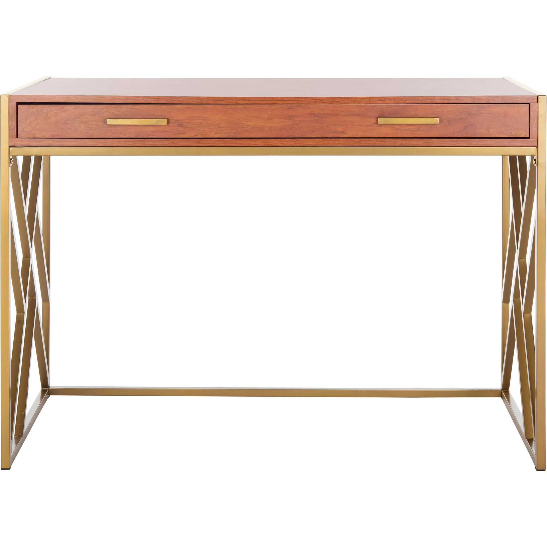 Elias 1 Drawer Desk Natural/Gold - Image 2